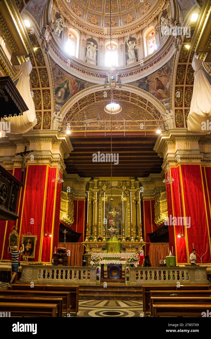 Valletta, Malta - 17 June 2023: Interior of the Parish Church of St. Catherine in the village of Zurrieq Stock Photo