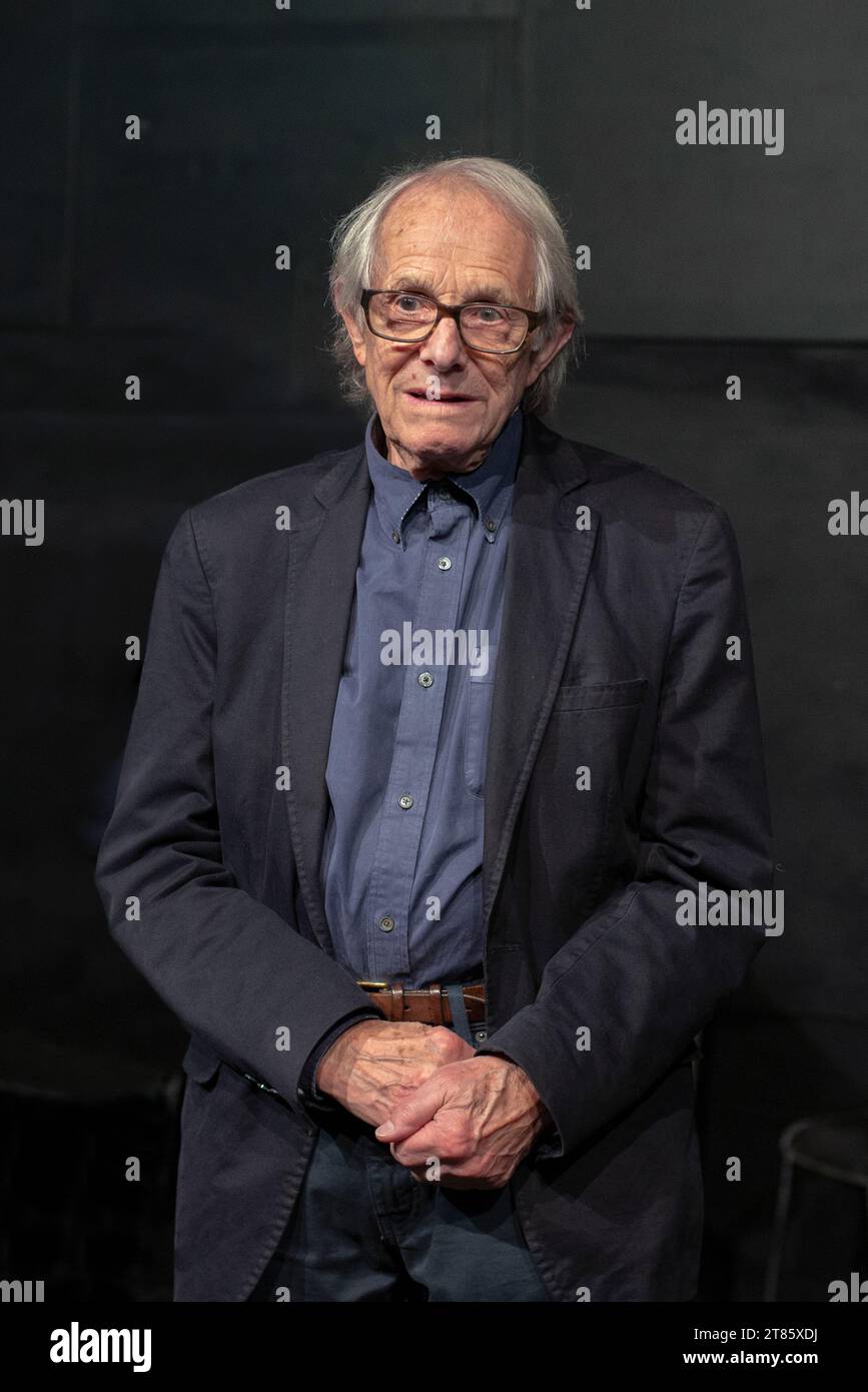 November 15, 2023 - Rome, Italy: British filmmaker Kenneth Loach meets Spin Time Labs, an occupied housing. © Andrea Sabbadini Stock Photo