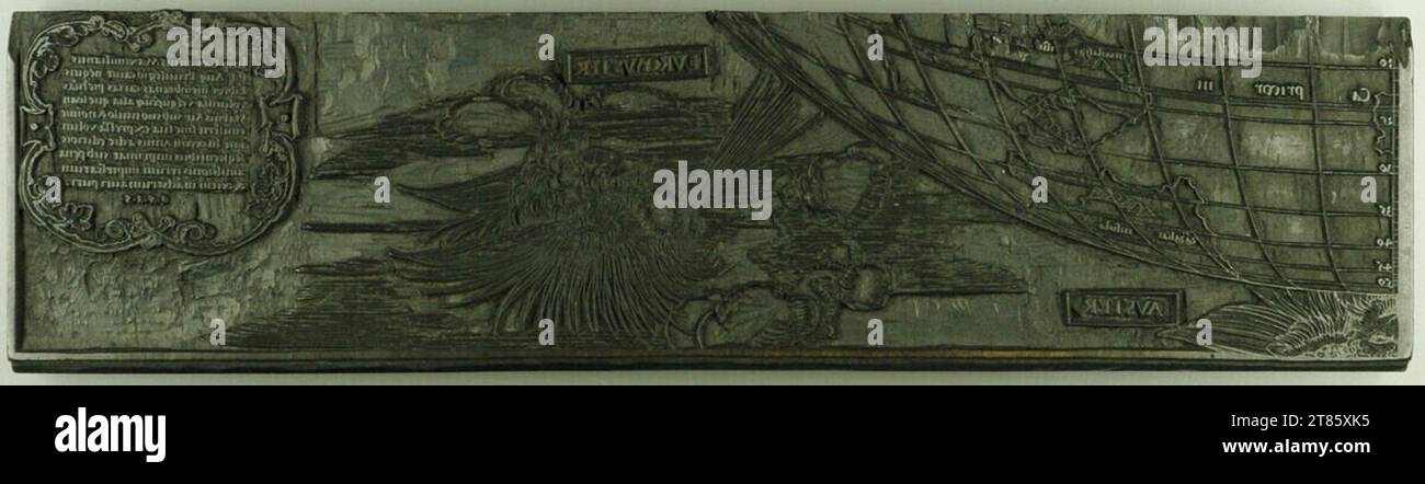 Albrecht Dürer The world map of Johannes Stibius (Mappa Mundi): eastern hemisphere (right side, south pole). Wooden stick 1515 , 1515 Stock Photo