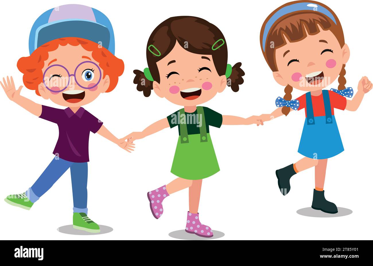 Group of happy kids holding hands. Friendship concept Stock Vector ...