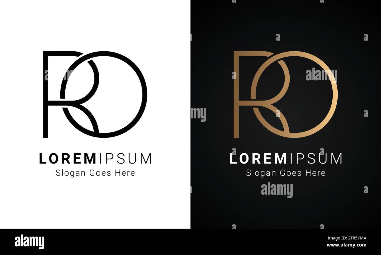 Luxury Initial RO or OR Monogram Text Letter Logo Design Stock Vector