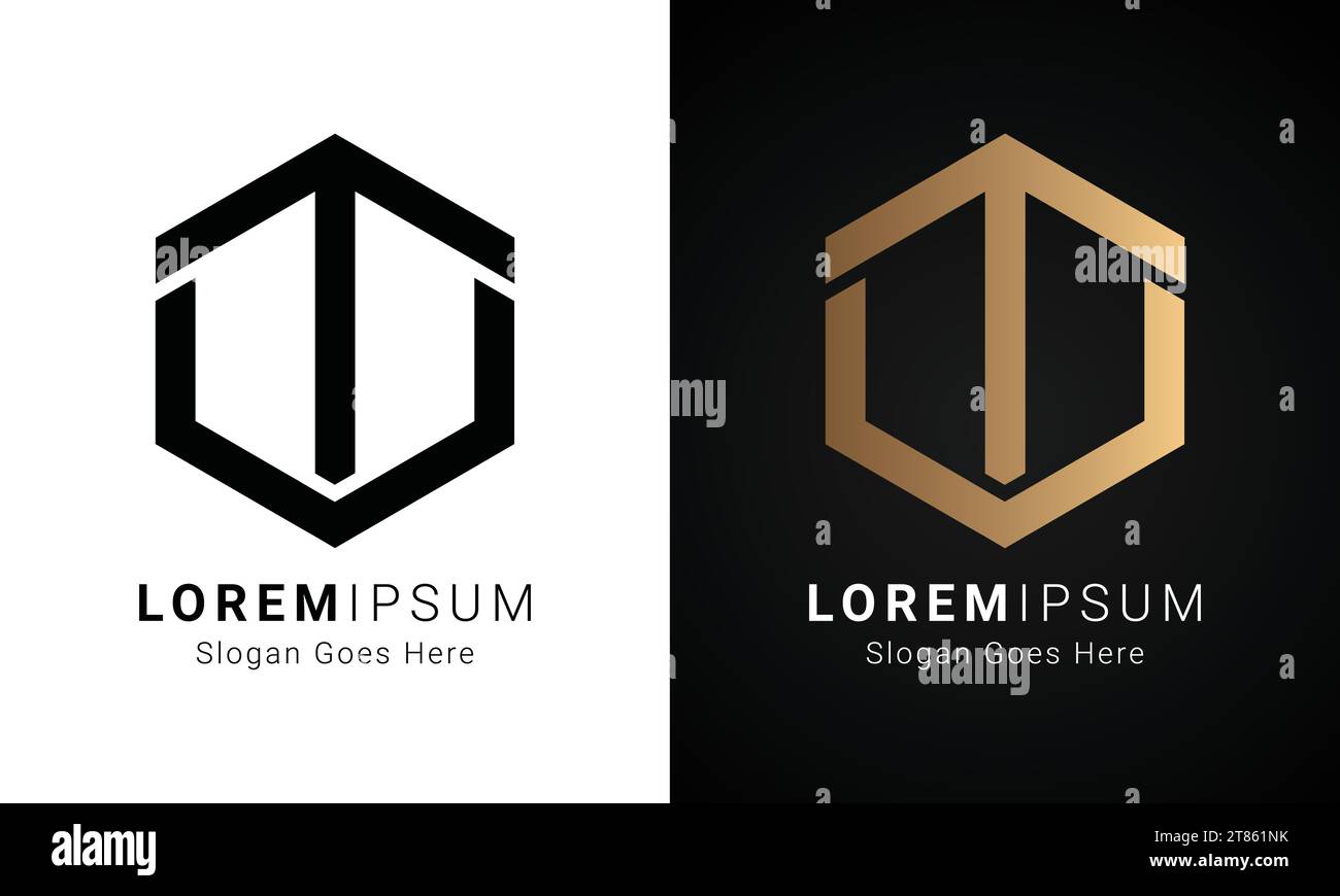 Luxury Initial UT or TU Monogram Text Letter Logo Design Stock Vector