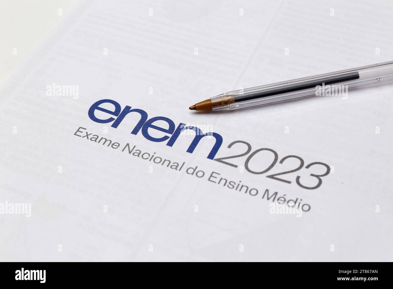 Minas Gerais, Brazil - November 15, 2023: detail of the national high school exam test - ENEM Stock Photo