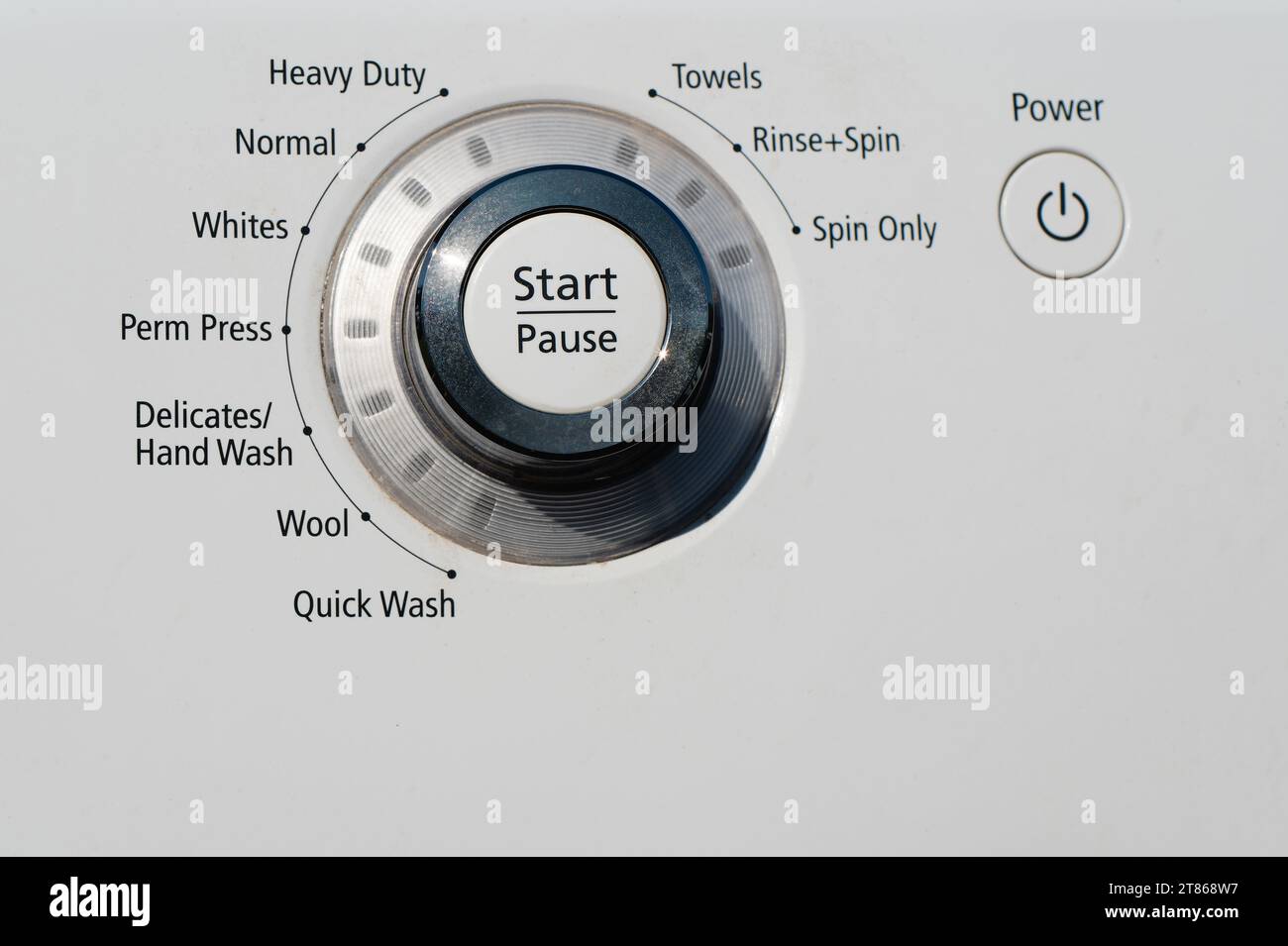 The Details of a Washing Machine Selector knob focus on the Start Pause