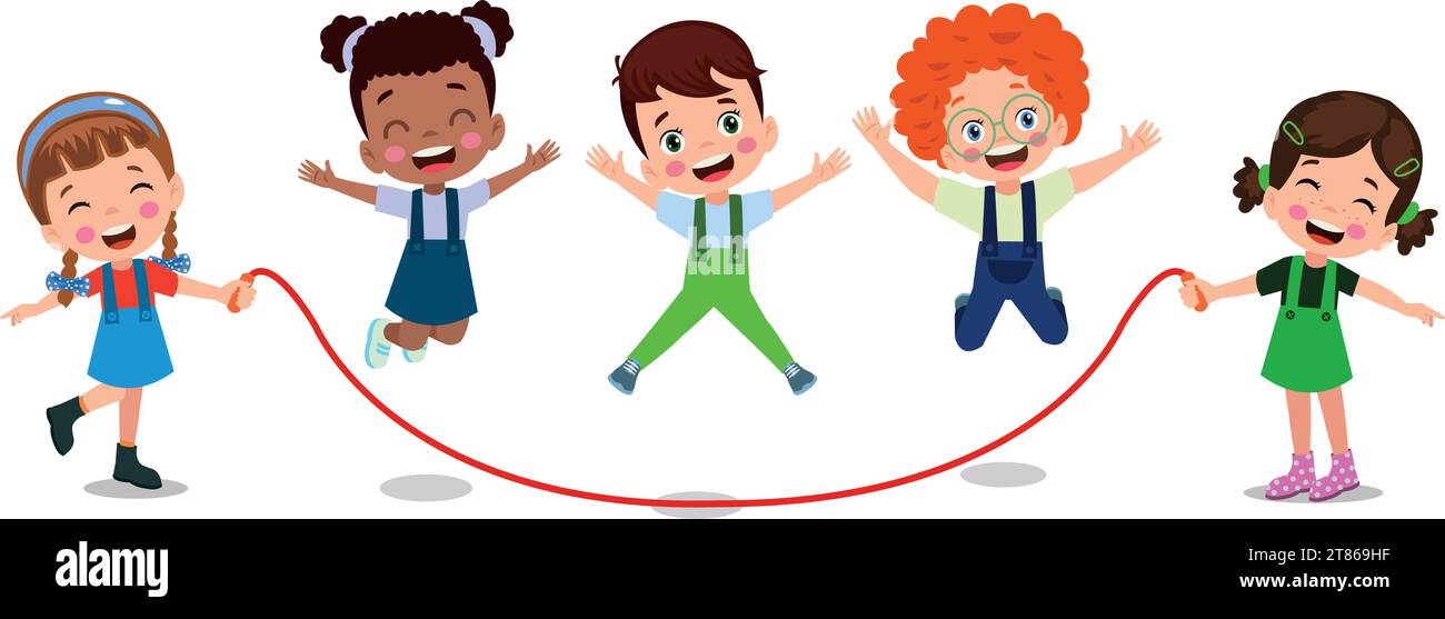 cute and happy kids jumping rope Stock Vector Image & Art - Alamy