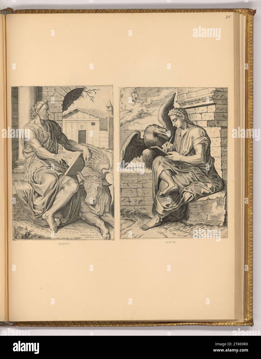 Lambert Lombard The four evangelists. Copper engraving print 1551 , 1551 Stock Photo