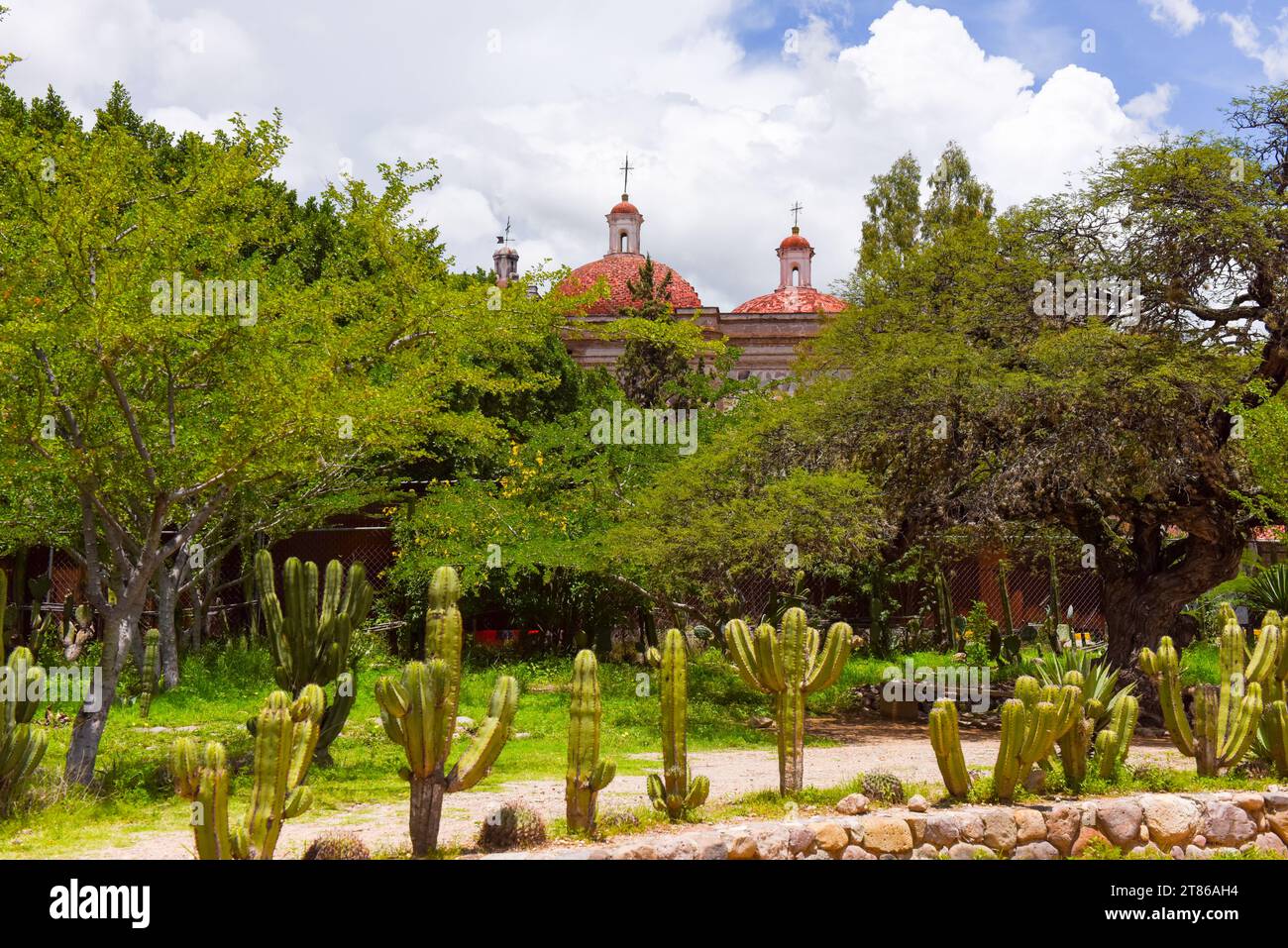 Iglesia San Pablo and Mitla, a mesoamerican archeological site of the Zapotec civilization