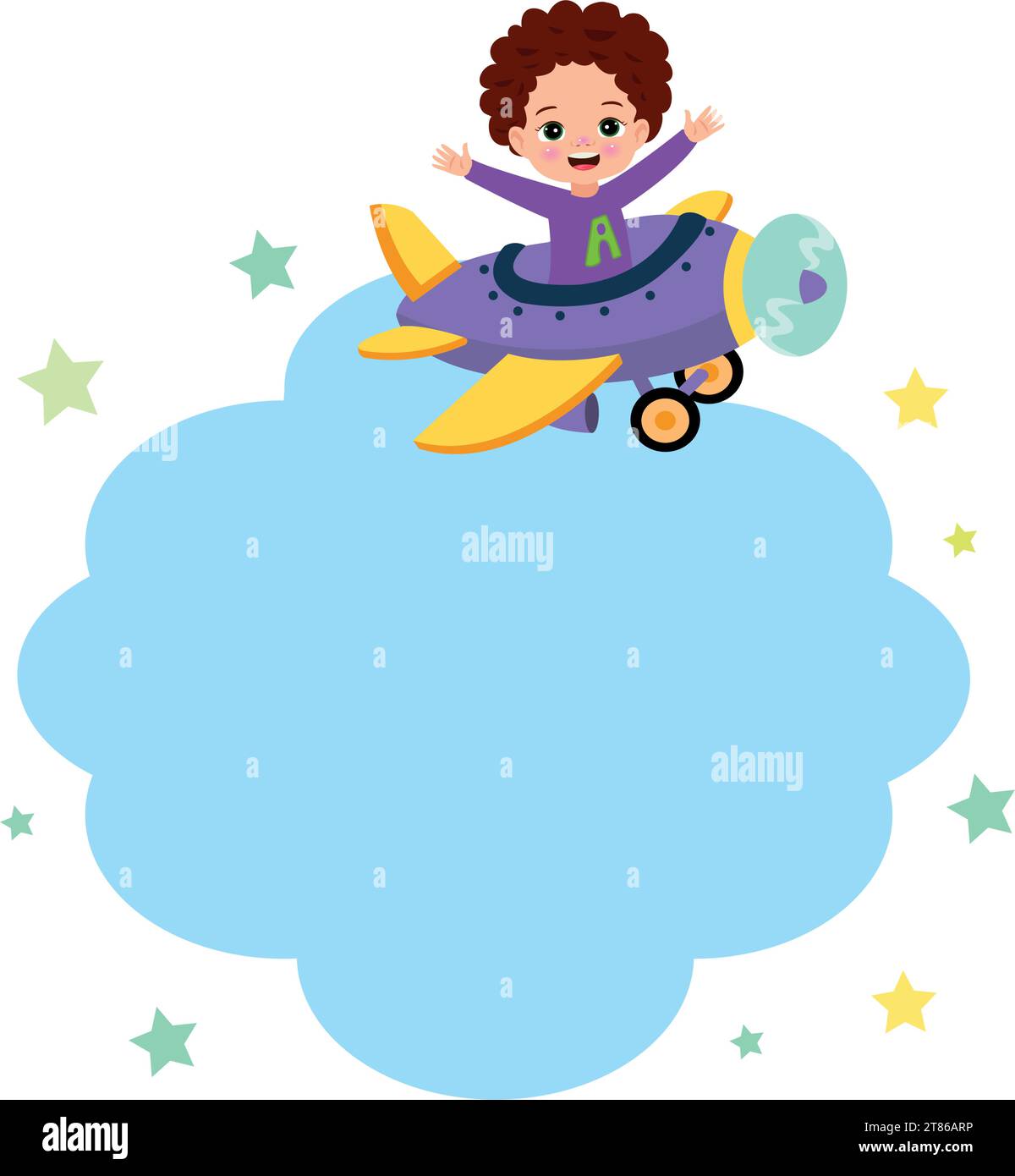 boy flying with airplane in the sky Stock Vector Image & Art - Alamy