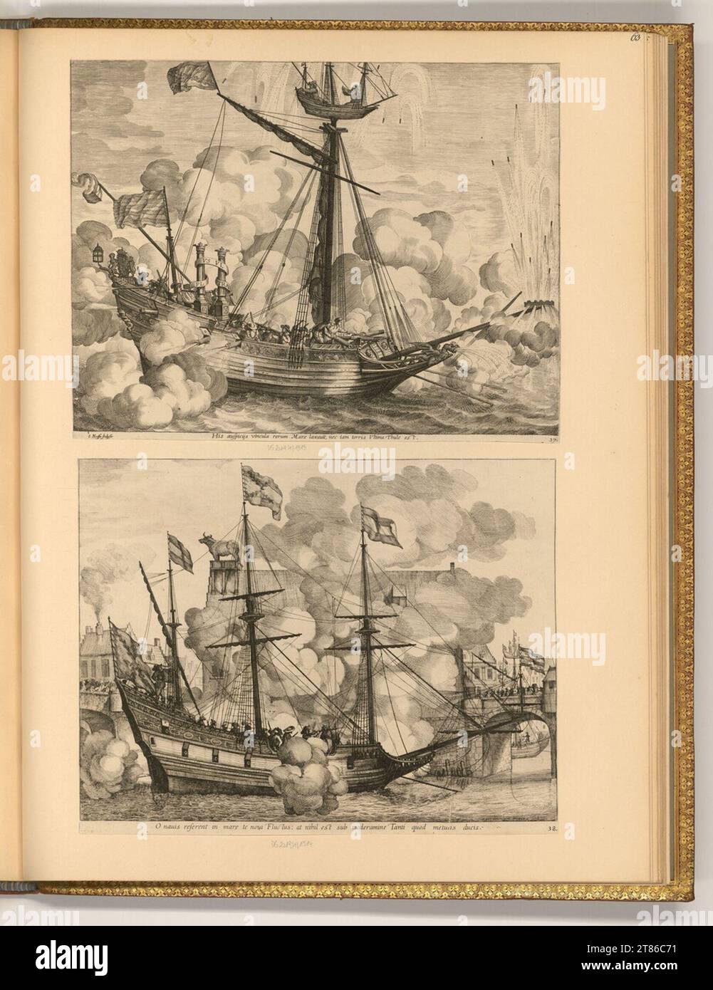 Jacobus Neeffs (Engraver) Warships, galleone. Copper engraving, etching ...