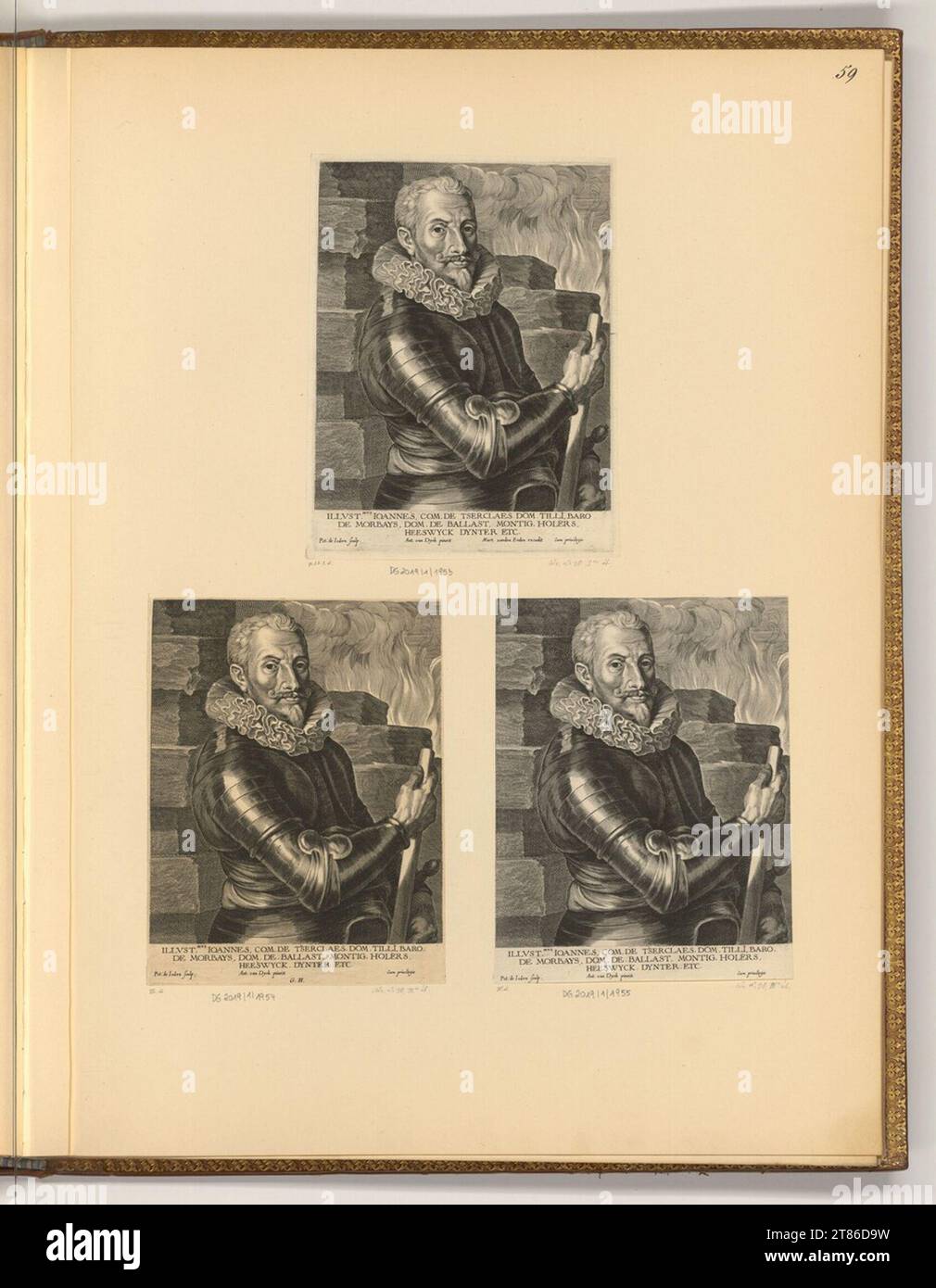 Pieter de Jode (Engraver) Johann T’Serclaes von Tilly. Copper engraving print 1630-1634 , 1630/1634 Stock Photo