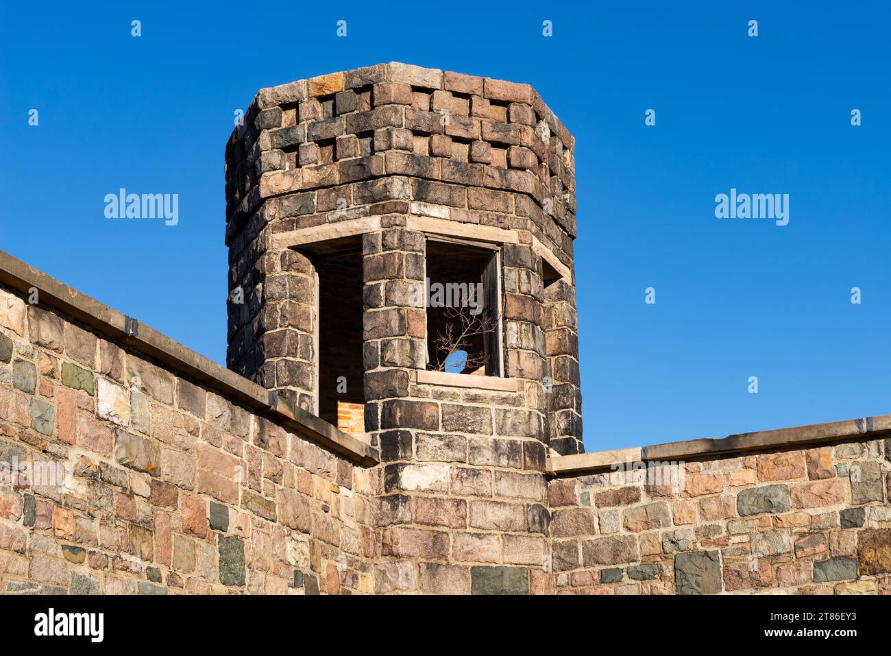 Walls of the Jackson Historic Prison, opened in 1839, in Jackson, Michigan. Stock Photo