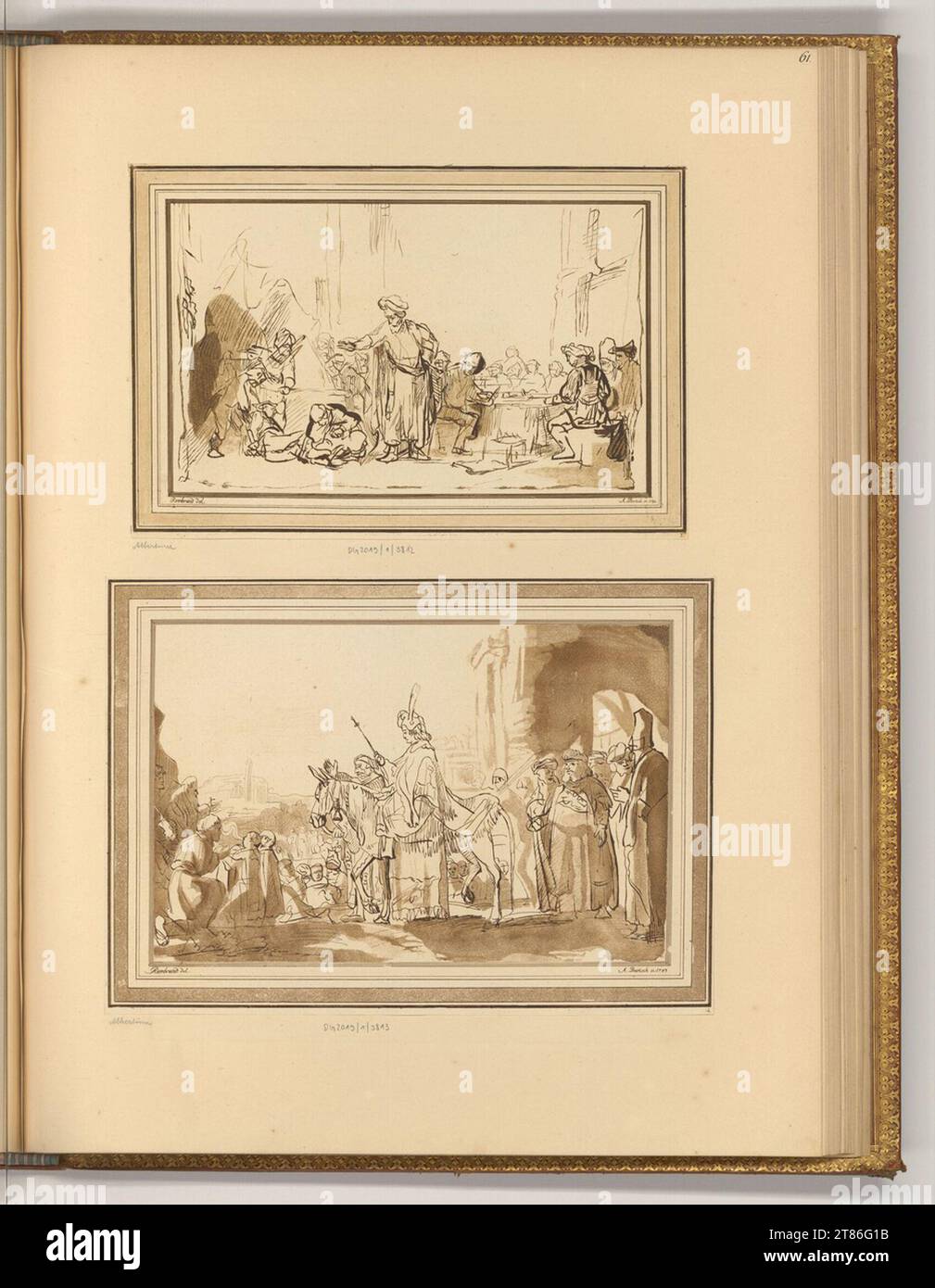 Johann Adam von Bartsch (Engraver) The parable of the unworthy wedding guest; Triumph of Mordechai. Etching, aquatint 1782; 1783 Stock Photo