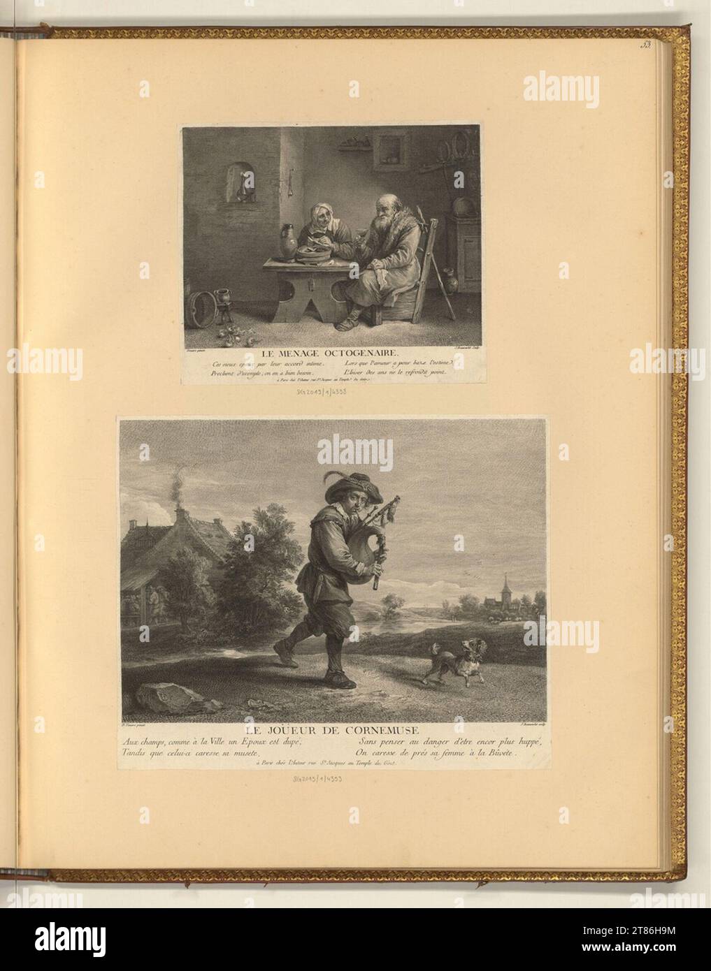 Œuvre D'art Antique Rare : La Chasse Par Jacques Firmin Beauvarlet (18ème Siècle) - Lithographie Coloriée
