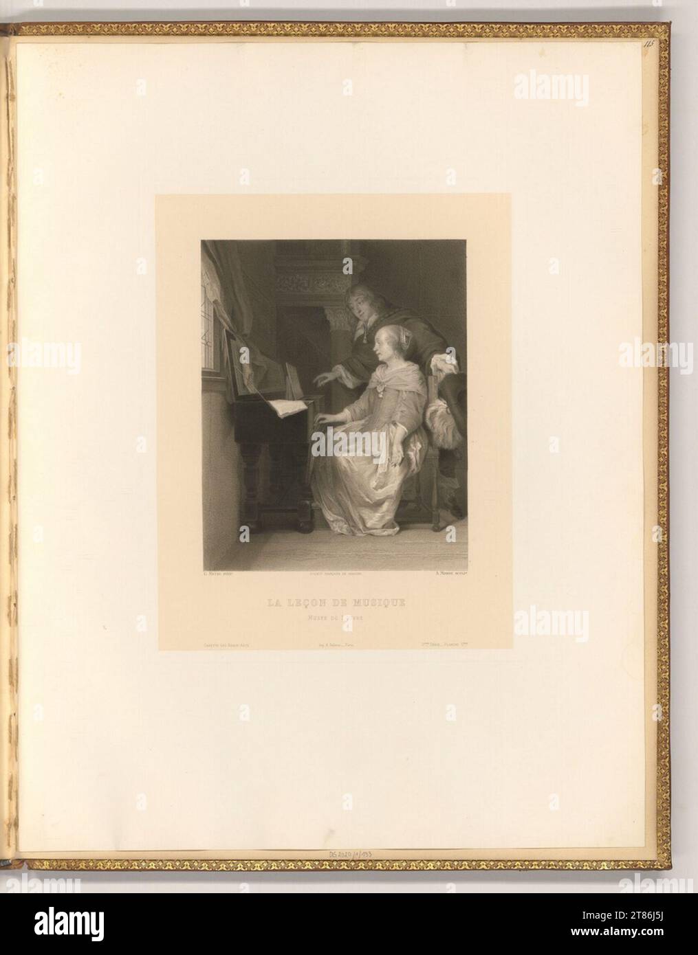 A. Morse The music lesson. etching after 1859 Stock Photo Alamy