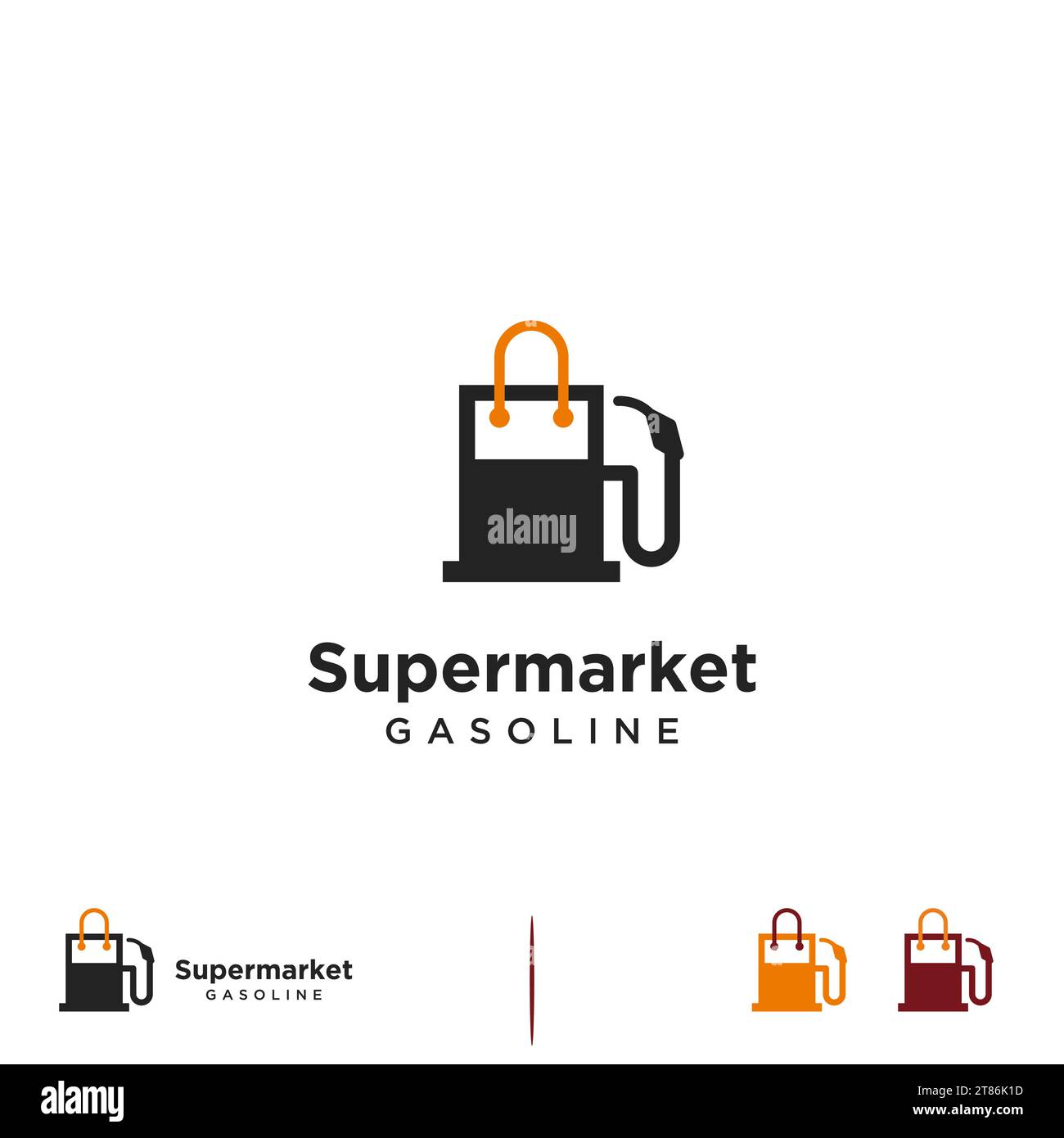 supermarket gasoline logo, gas pump combine with shopping bag logo icon