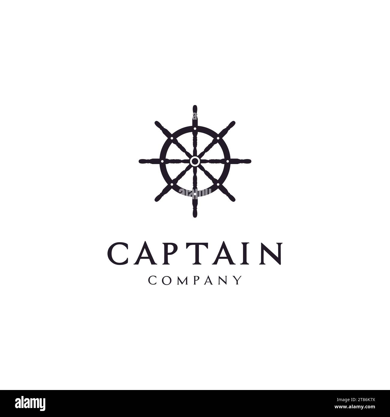 Steering Wheel Captain Boat Ship Yacht Compass logo design vintage
