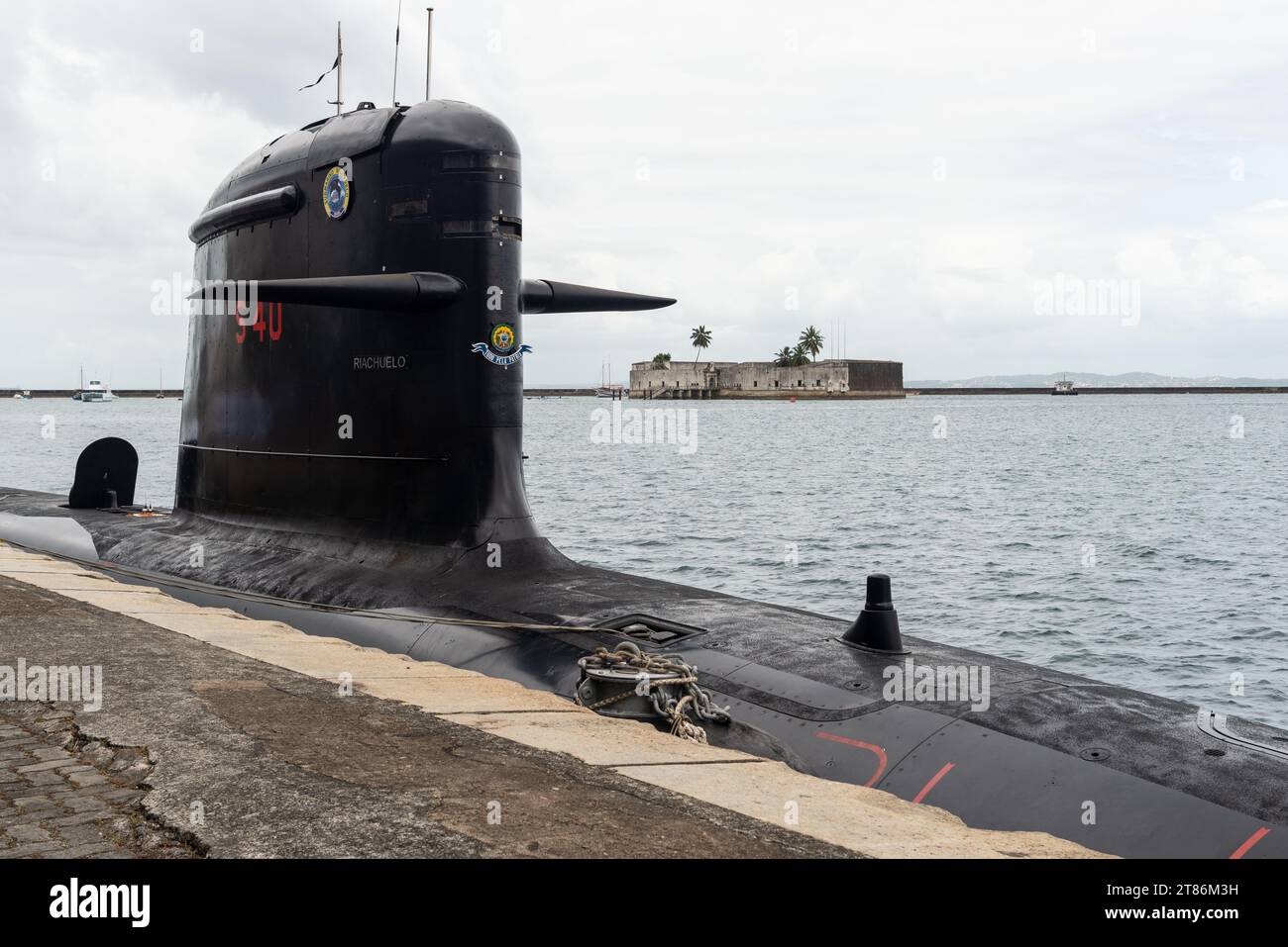 Salvador, Bahia, Brazil - October 08, 2023: Submarine Riachuelo S40, from the Brazilian Navy, stopped at the sea port of the city of Salvador, Bahia. Stock Photo