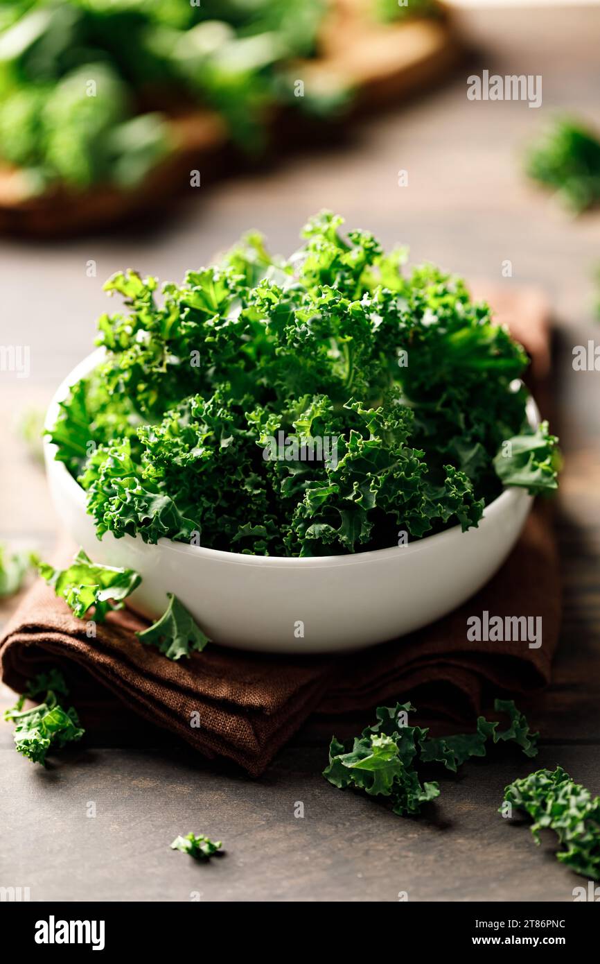 Kale cabbage green leaves close-up Stock Photo