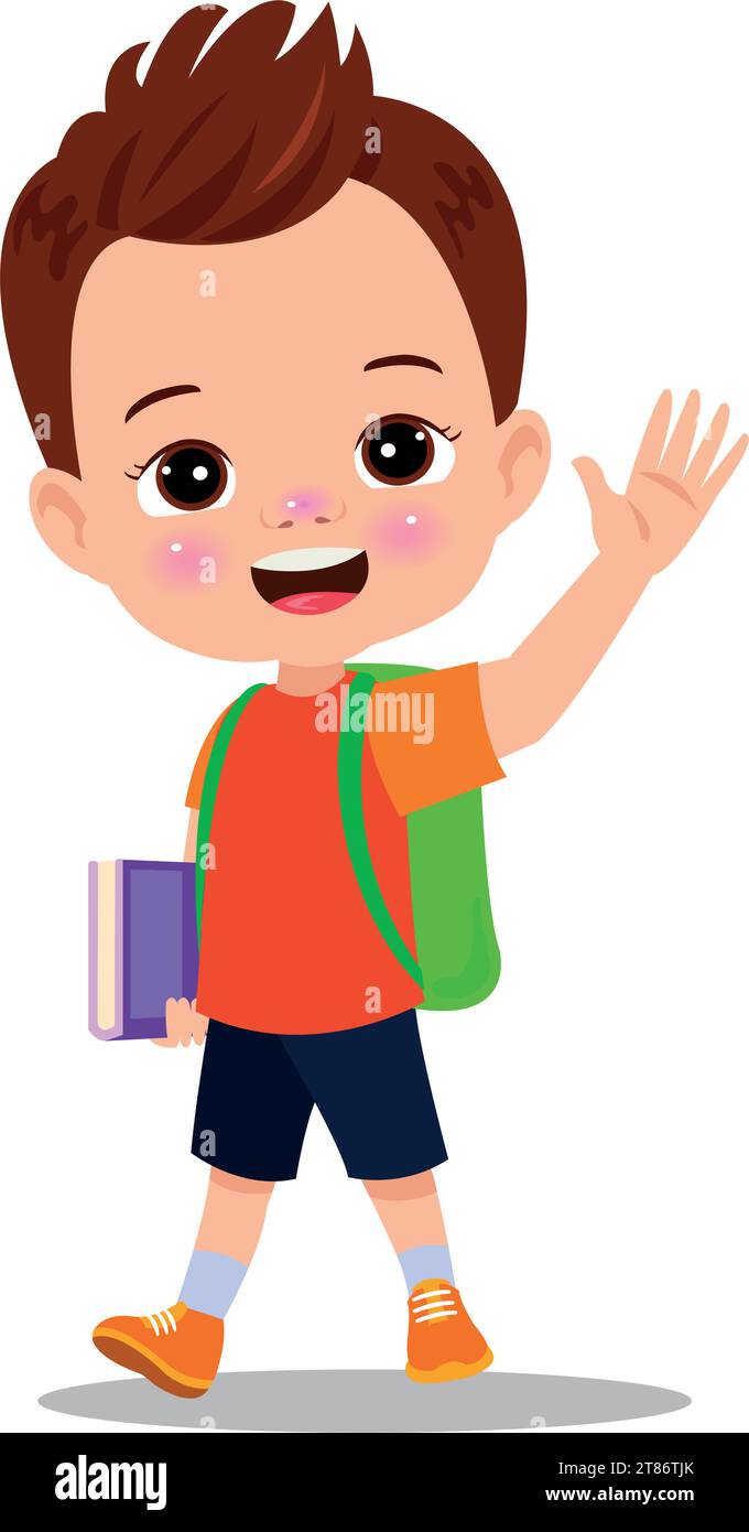 cute boy walking to school Stock Vector Image & Art - Alamy