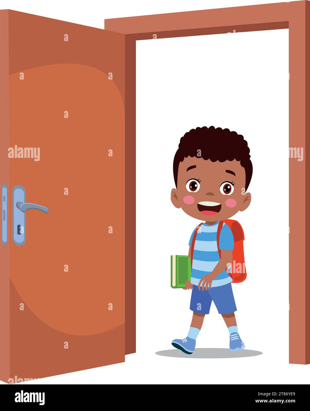 little kid standing and holding door knob Stock Vector Image & Art Alamy
