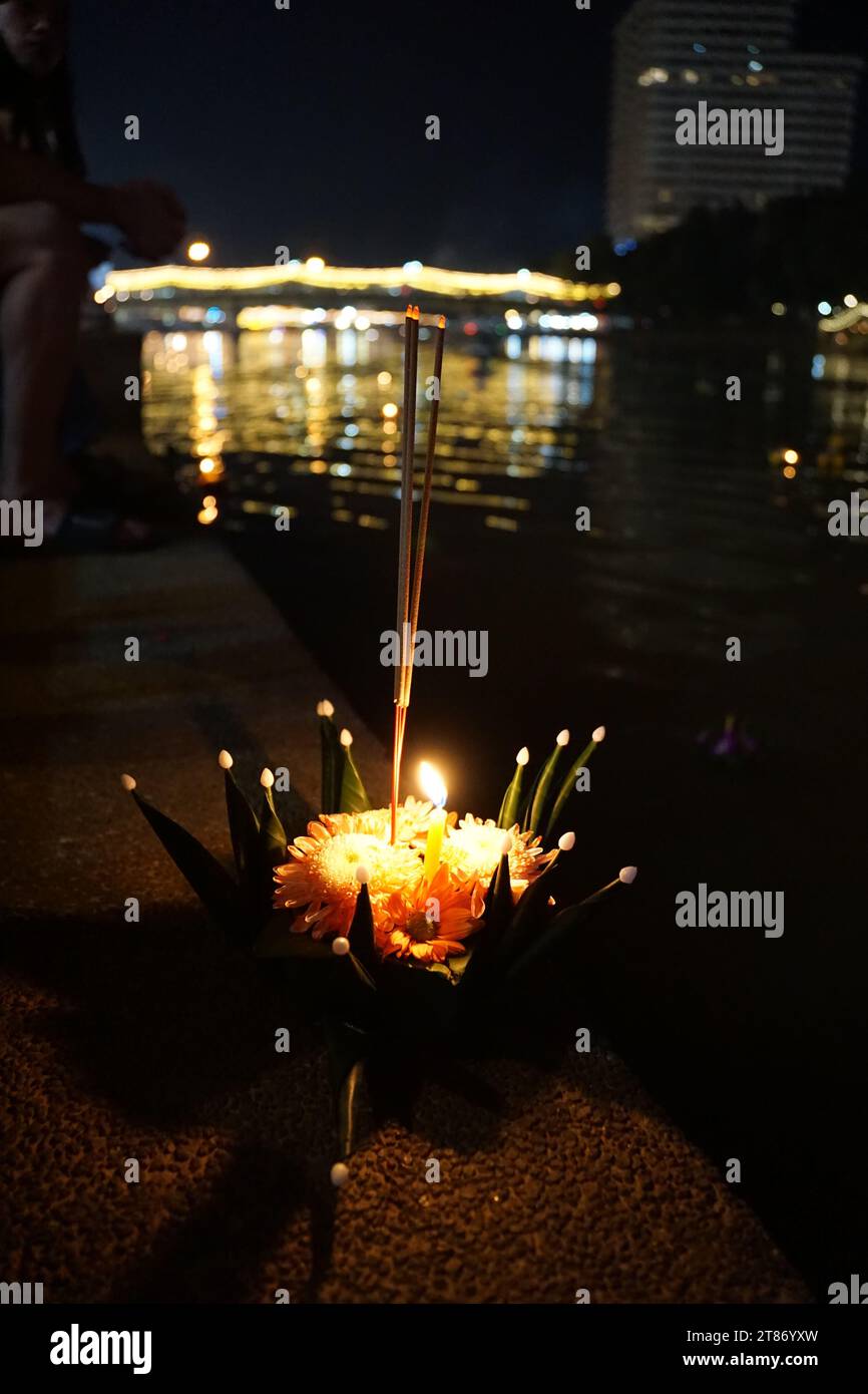 Loy Krathong festival in Chiang Mai Stock Photo