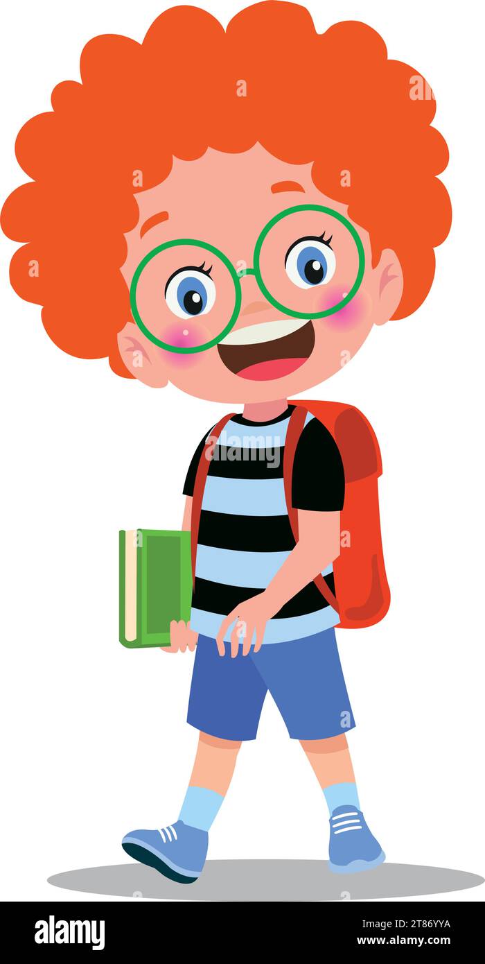 Cartoon boy holding a pile of books Stock Vector Image & Art - Alamy