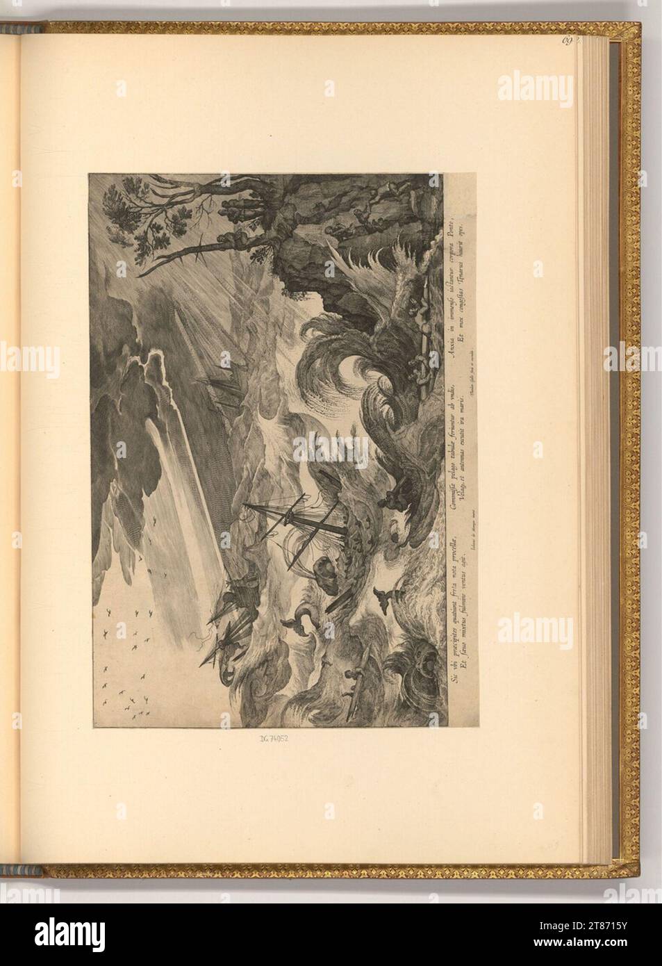 Theodor Galle (Engraver) Sea storm. Copper engraving print 1571-1633 , 1571/1633 Stock Photo