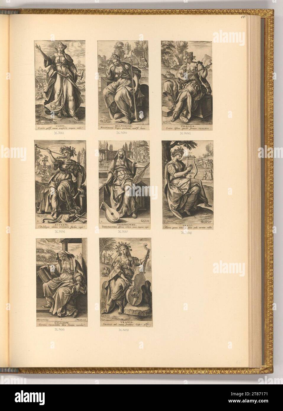 Theodor Galle The muses. Copper engraving print 1591-1612 , 1591/1612 Stock Photo