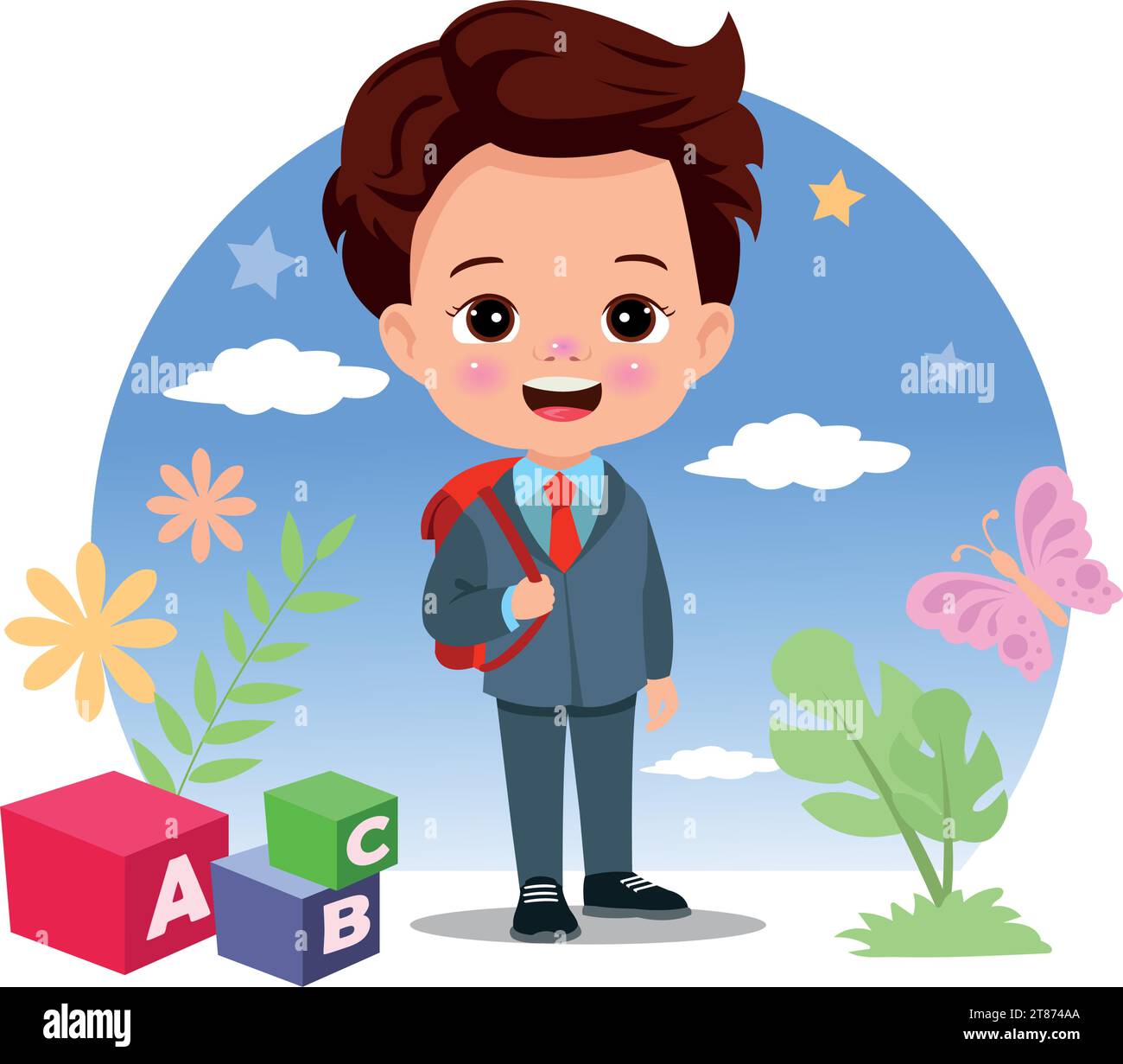 letter cubes and cute boy Stock Vector Image & Art - Alamy