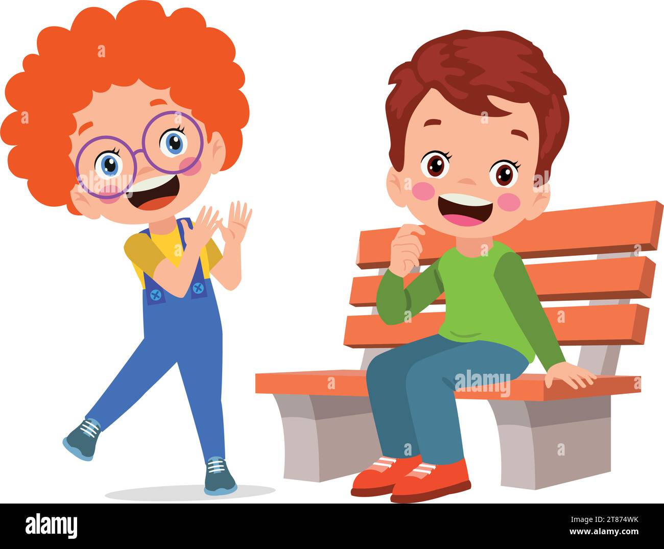 cute kid boy sitting on bench Stock Vector Image & Art - Alamy