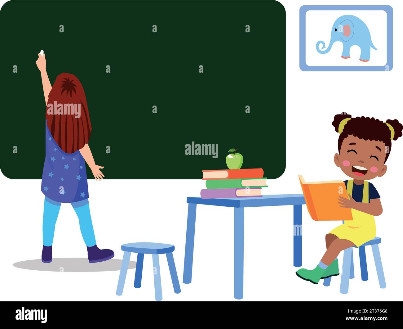 back to school school classroom and cute happy students Stock Vector ...