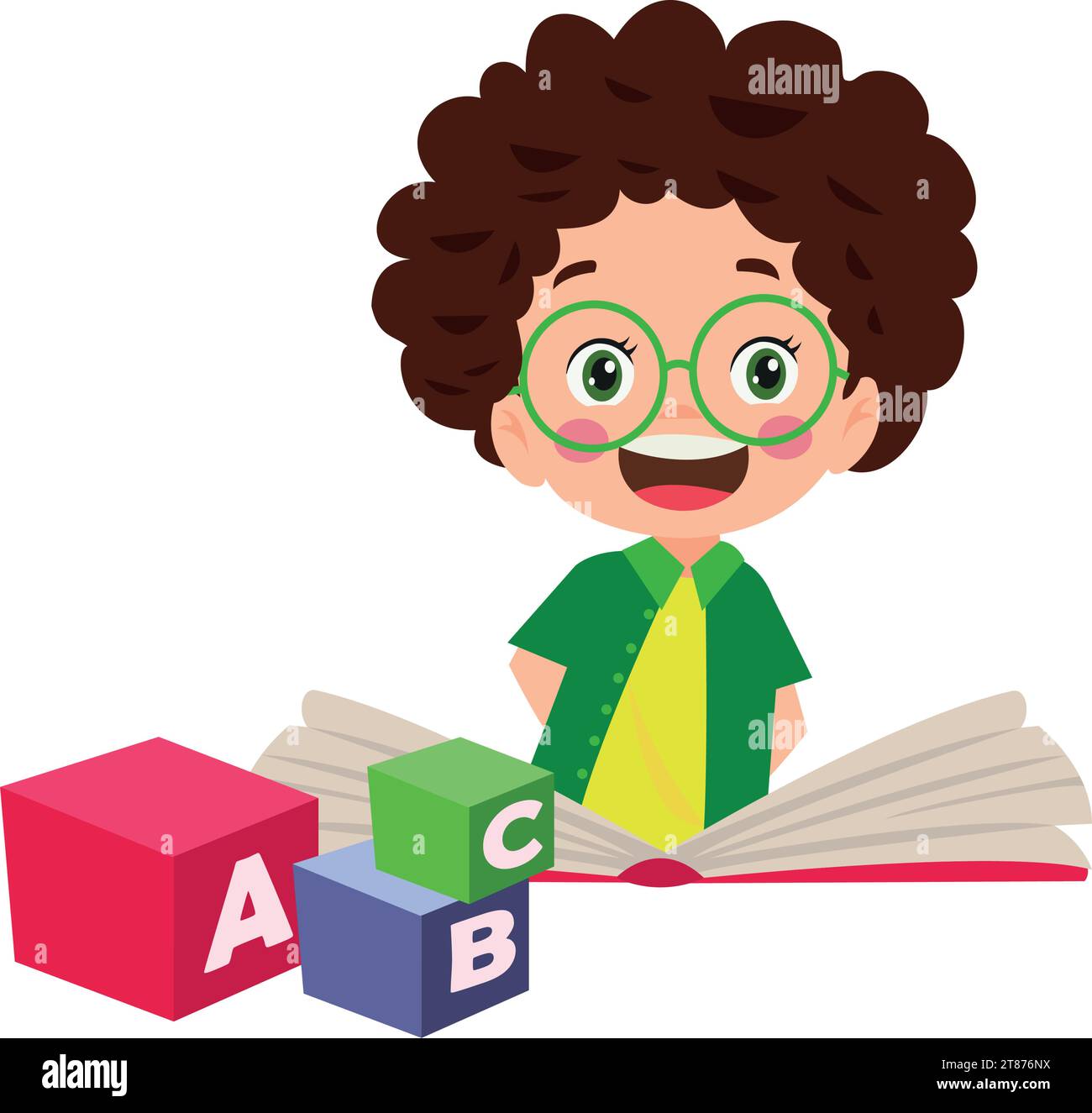 letter cubes and cute boy Stock Vector