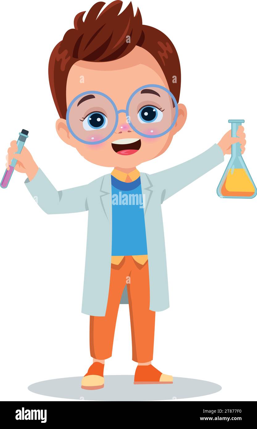 little scientist doing experiments and research Stock Vector