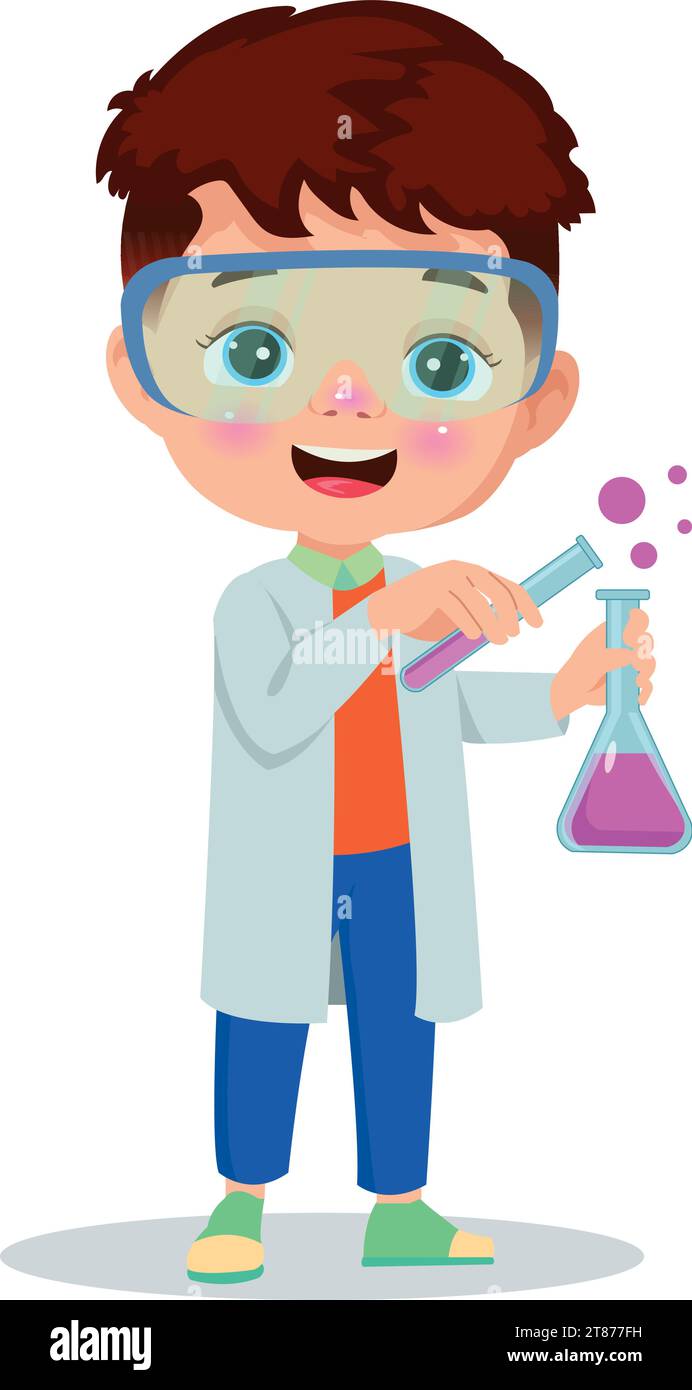 little scientist doing experiments and research Stock Vector