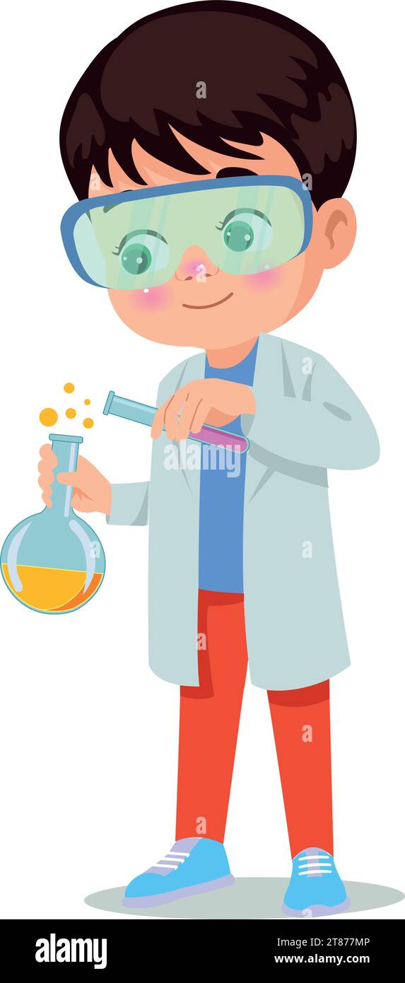 little scientist doing experiments and research Stock Vector