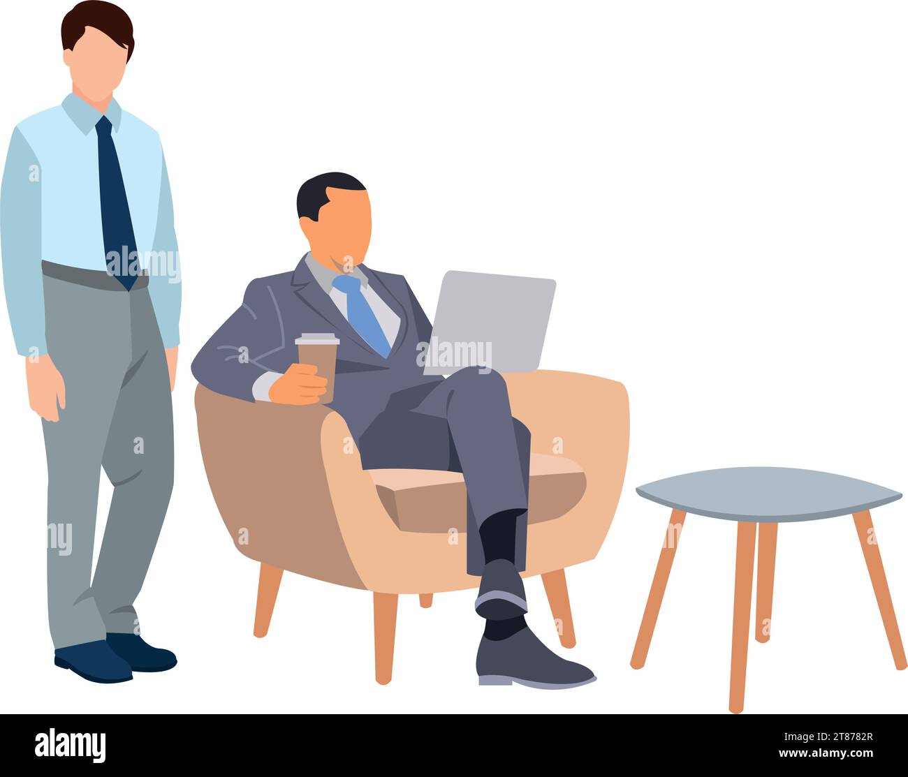 businessman sitting on sofa using computer Stock Vector