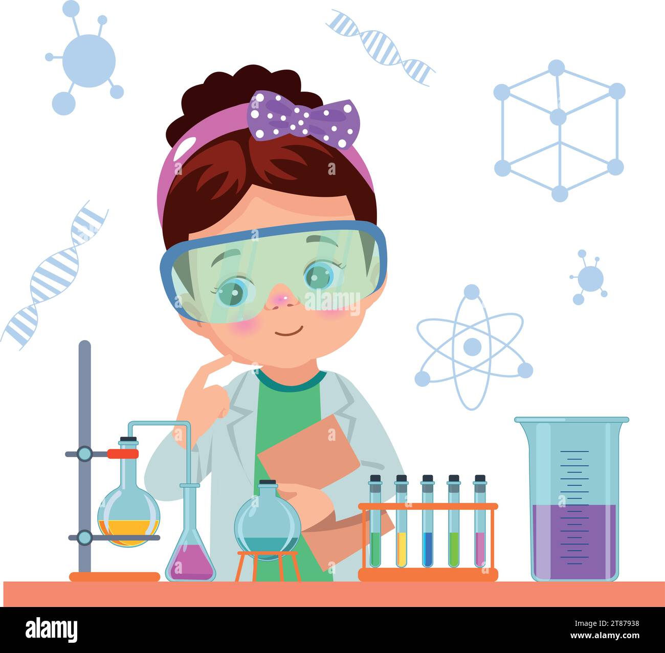 little scientist doing experiments and research Stock Vector