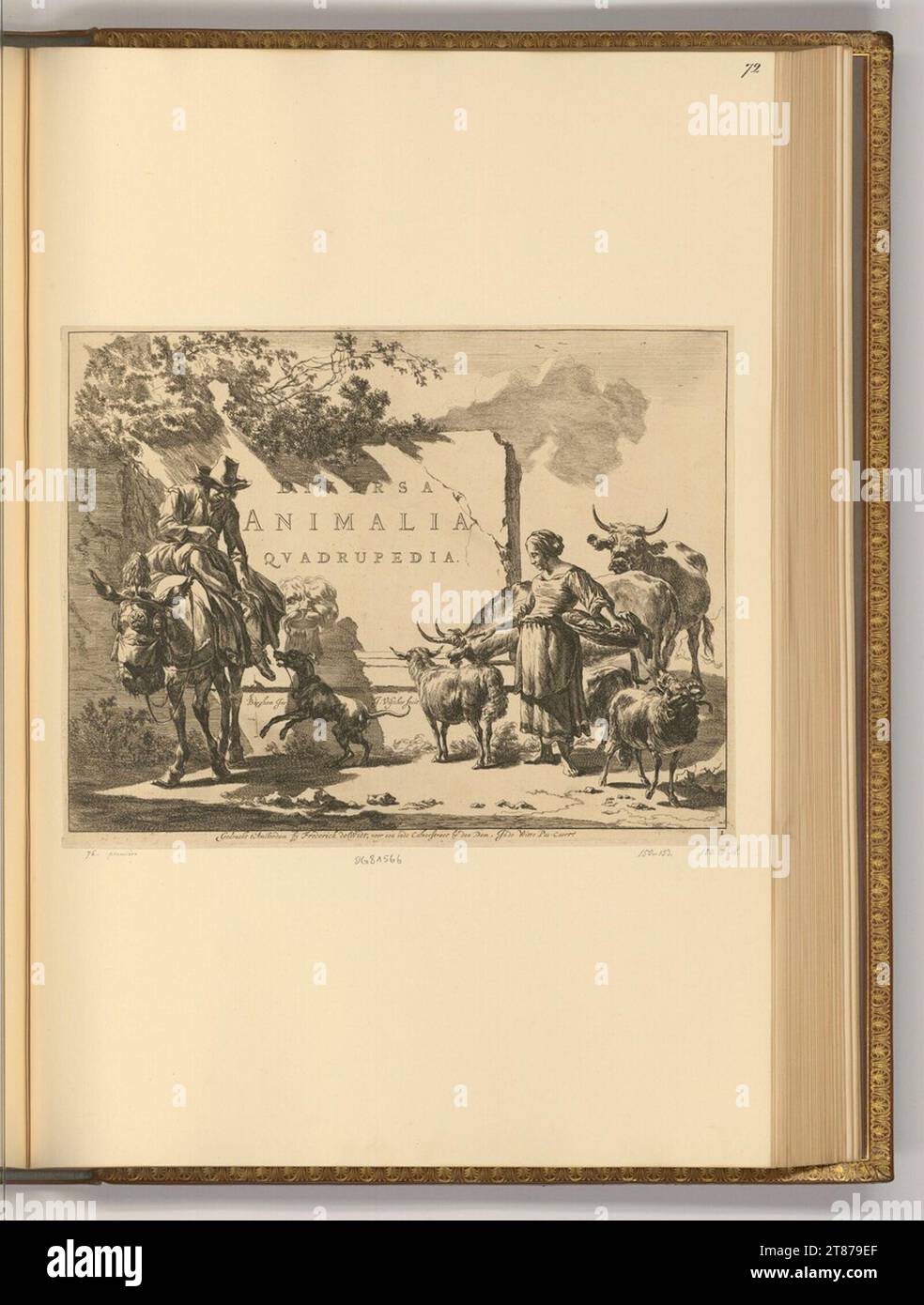Jan de Visscher (Engraver) Diversa Animalia Quadrupedia (title page). etching 1653-1712 , 1653/1712 Stock Photo