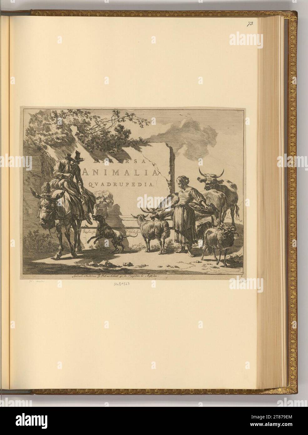 Jan de Visscher (Engraver) Diversa Animalia Quadrupedia (title page). etching 1653-1712 , 1653/1712 Stock Photo