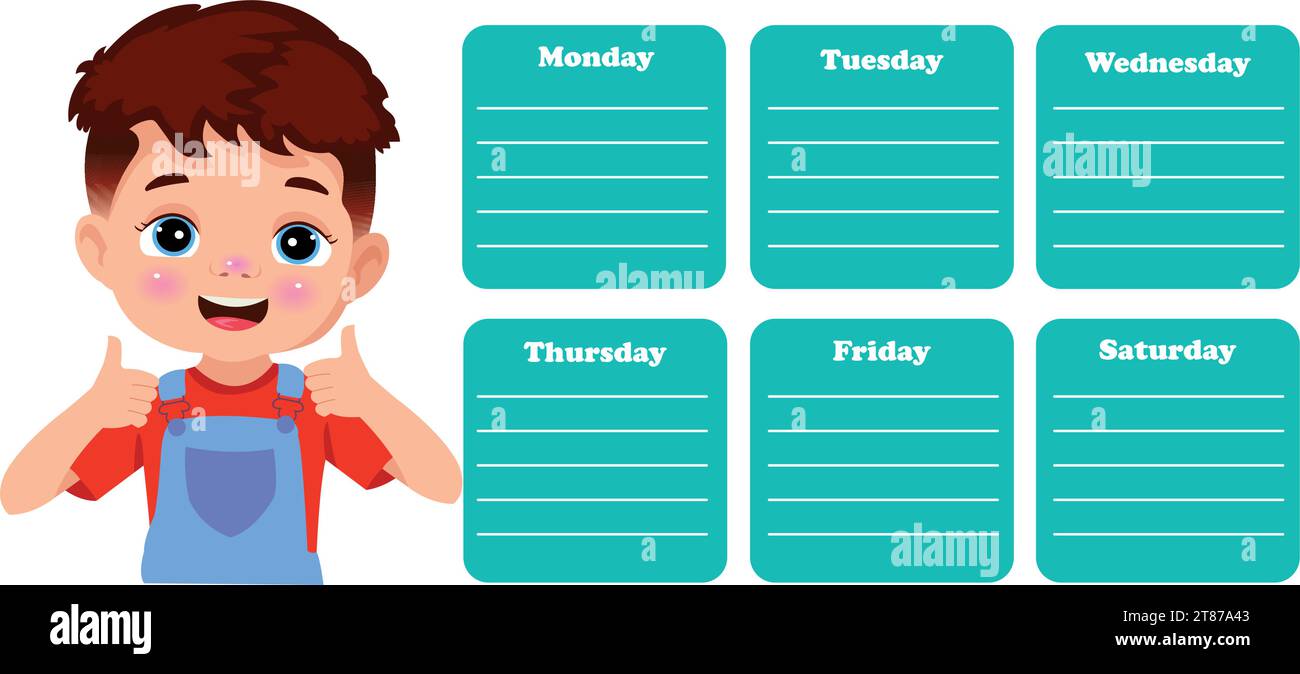Back to school timetable. Hand drawn. Classroom timetable. Plan note ...