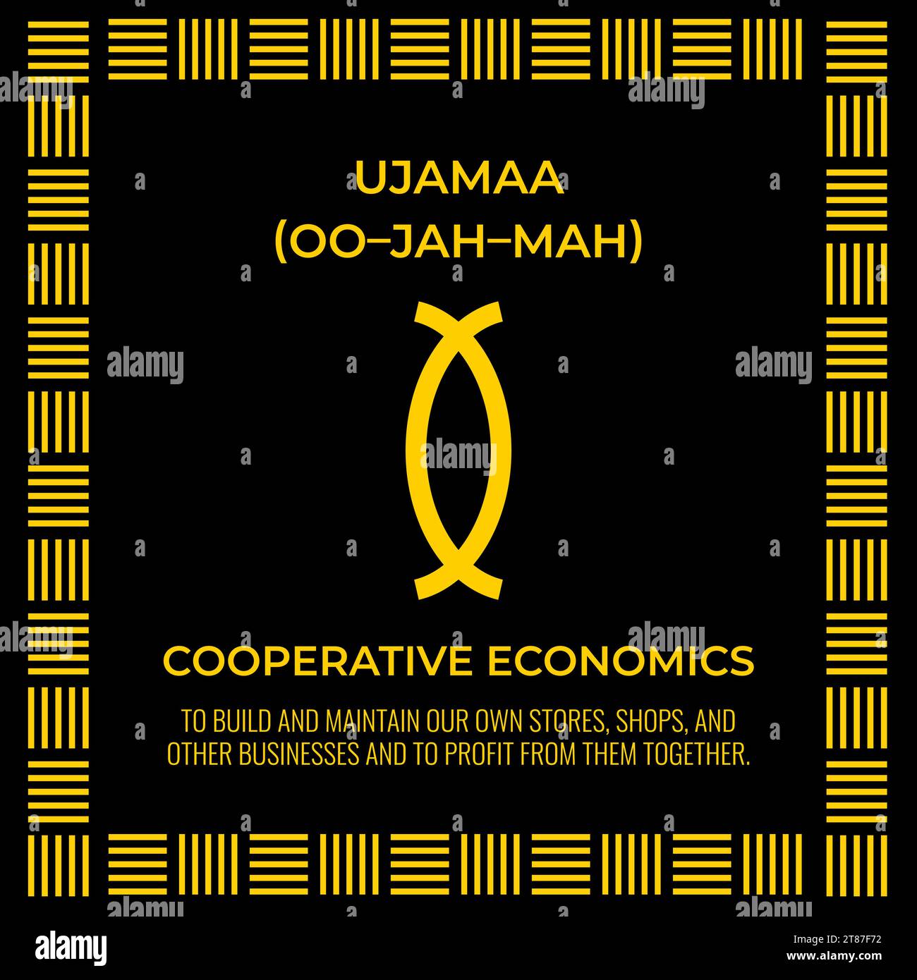 The Seven Principles of Kwanzaa sign. Fourth day of Kwanzaa Cooperative