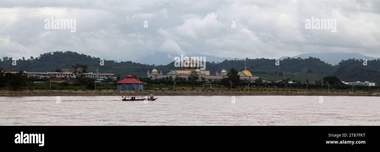 Golden Triangle Special Economic Zone, Laos - August 04 2012: The Kings Romans Casino on the bank of the Mekong River. It is built on the 10,000 hecta Stock Photo