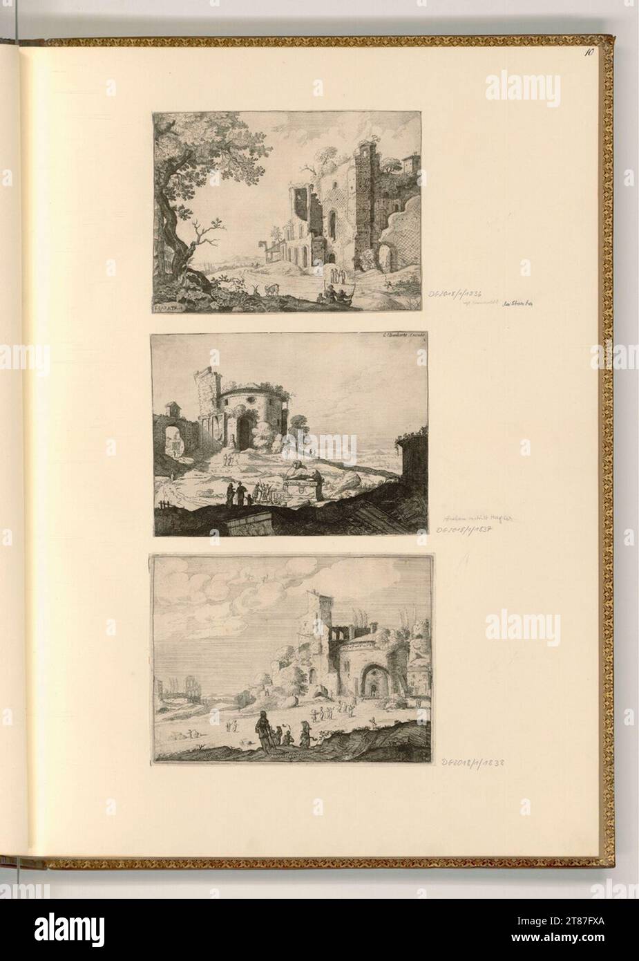Laurens Baratta (Engraver) Ruin landscapes from the Rome area. etching 1628-1656 , 1628/1656 Stock Photo