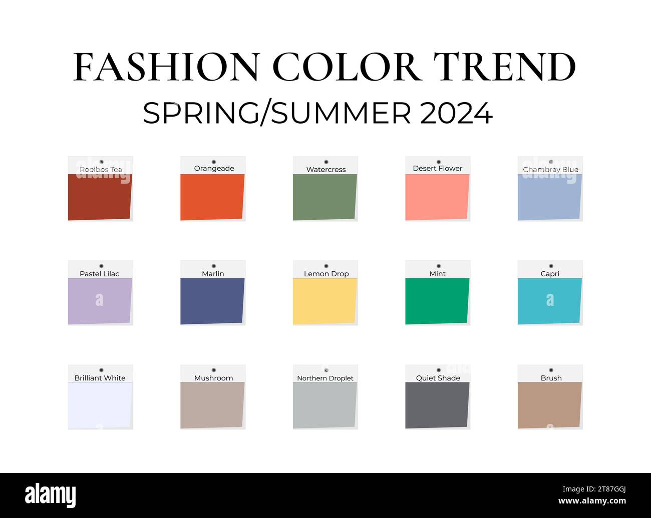 Fashion Color Trend Spring Summer 2024. Trendy colors palette guide