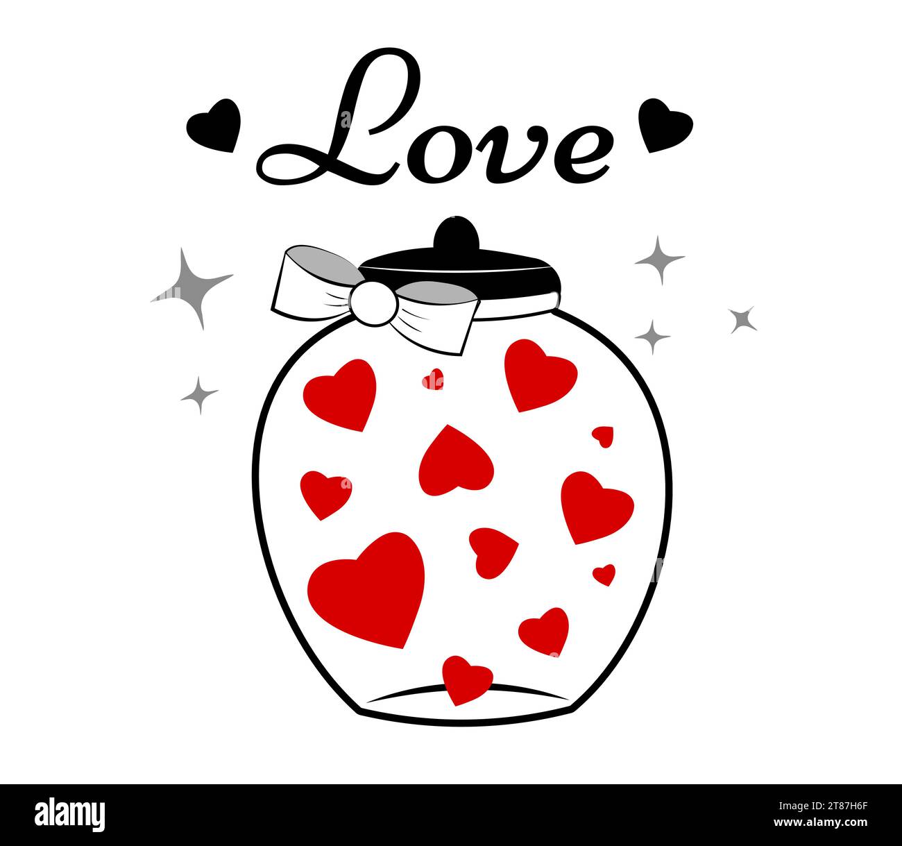 Jar with hearts on white background Stock Vector