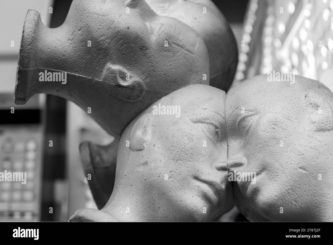 Styrofoam mannequin heads at high technology facility stock photo alamy