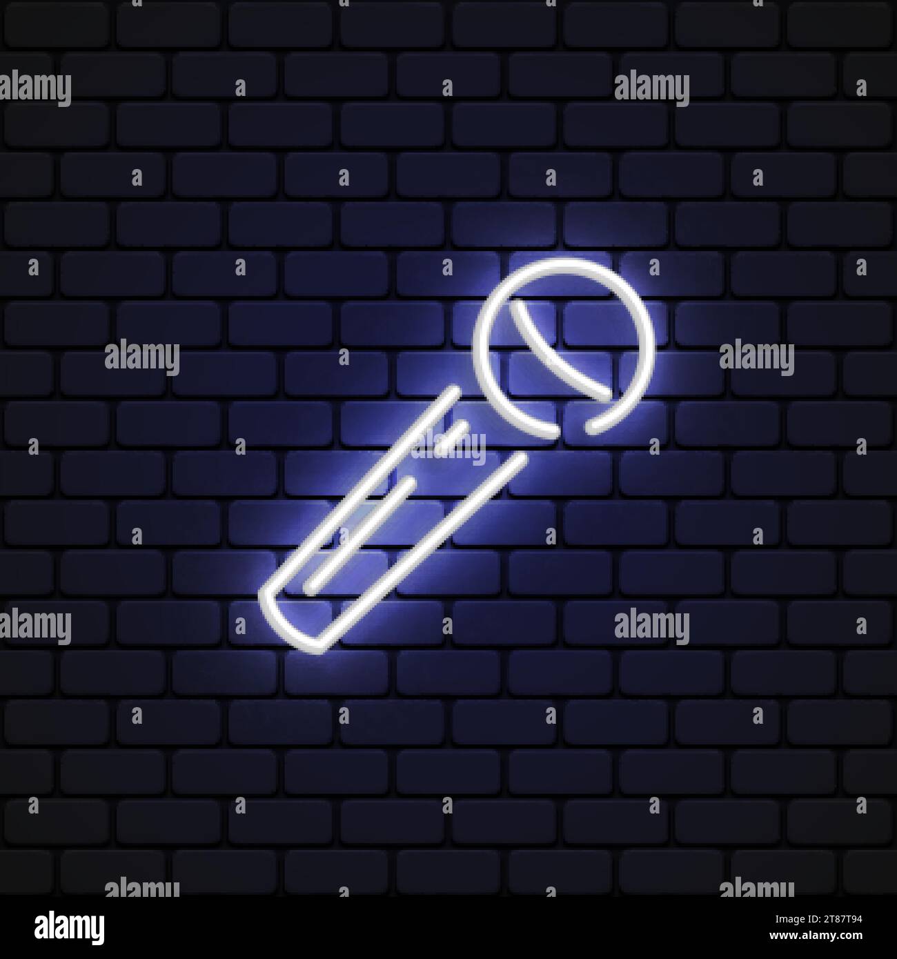 Microphone neon in flat style on black background. Vector illustration Stock Vector
