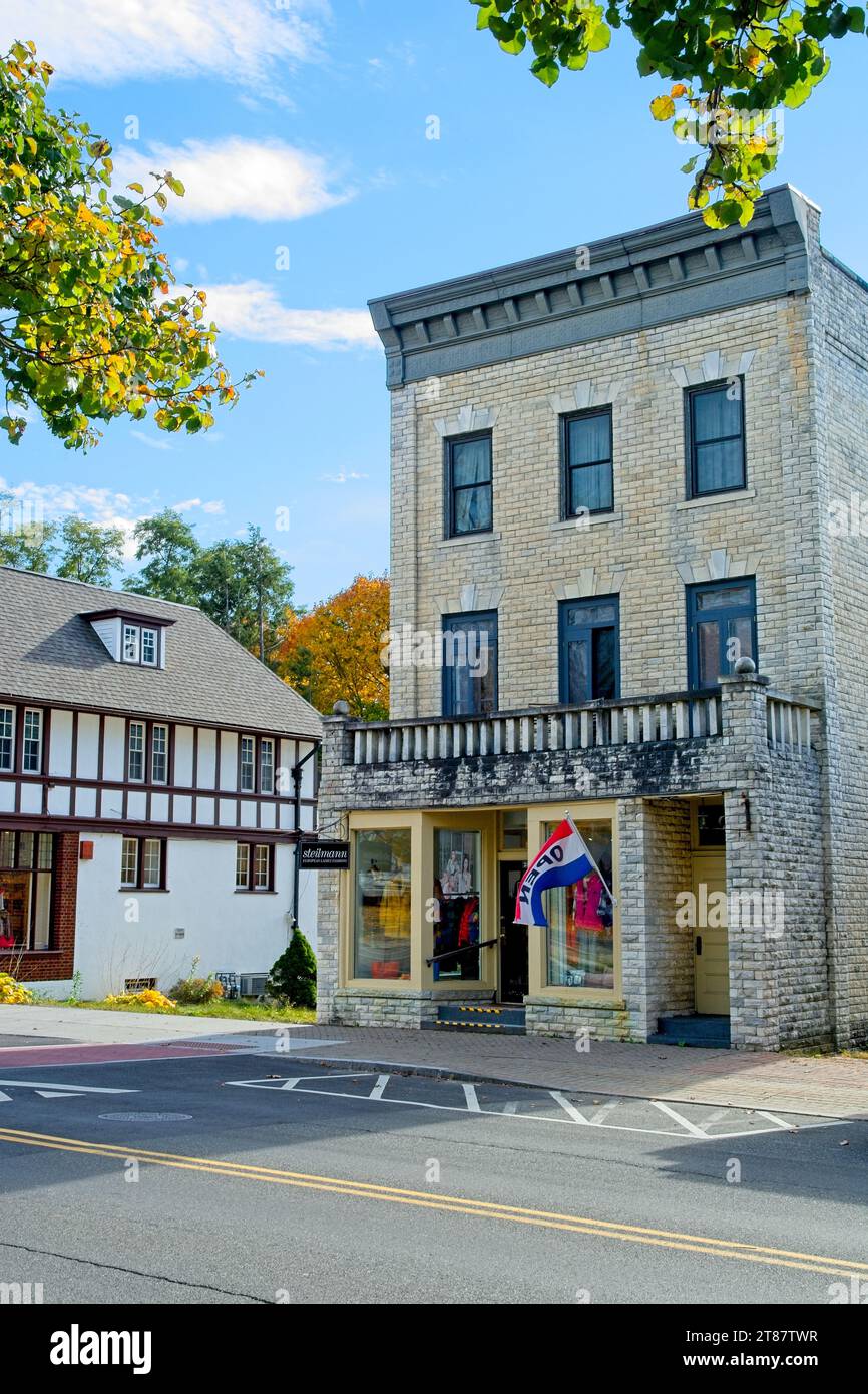 19th century brick mixed use building with ornate metal cornice, second