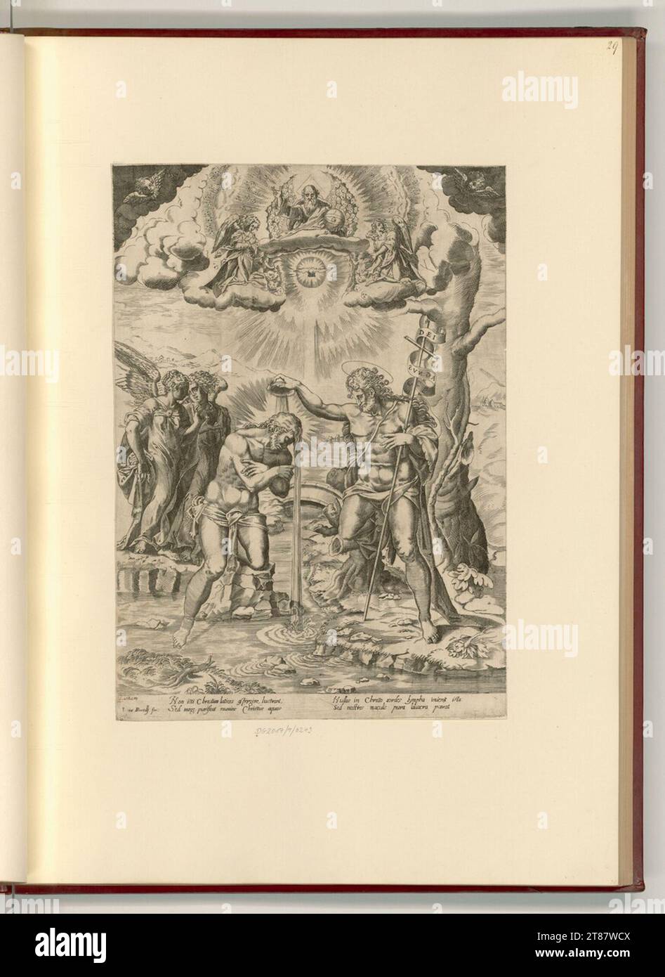 Luca Bertelli (Engraver) Baptism of Christ. Copper engraving print 1564 ...
