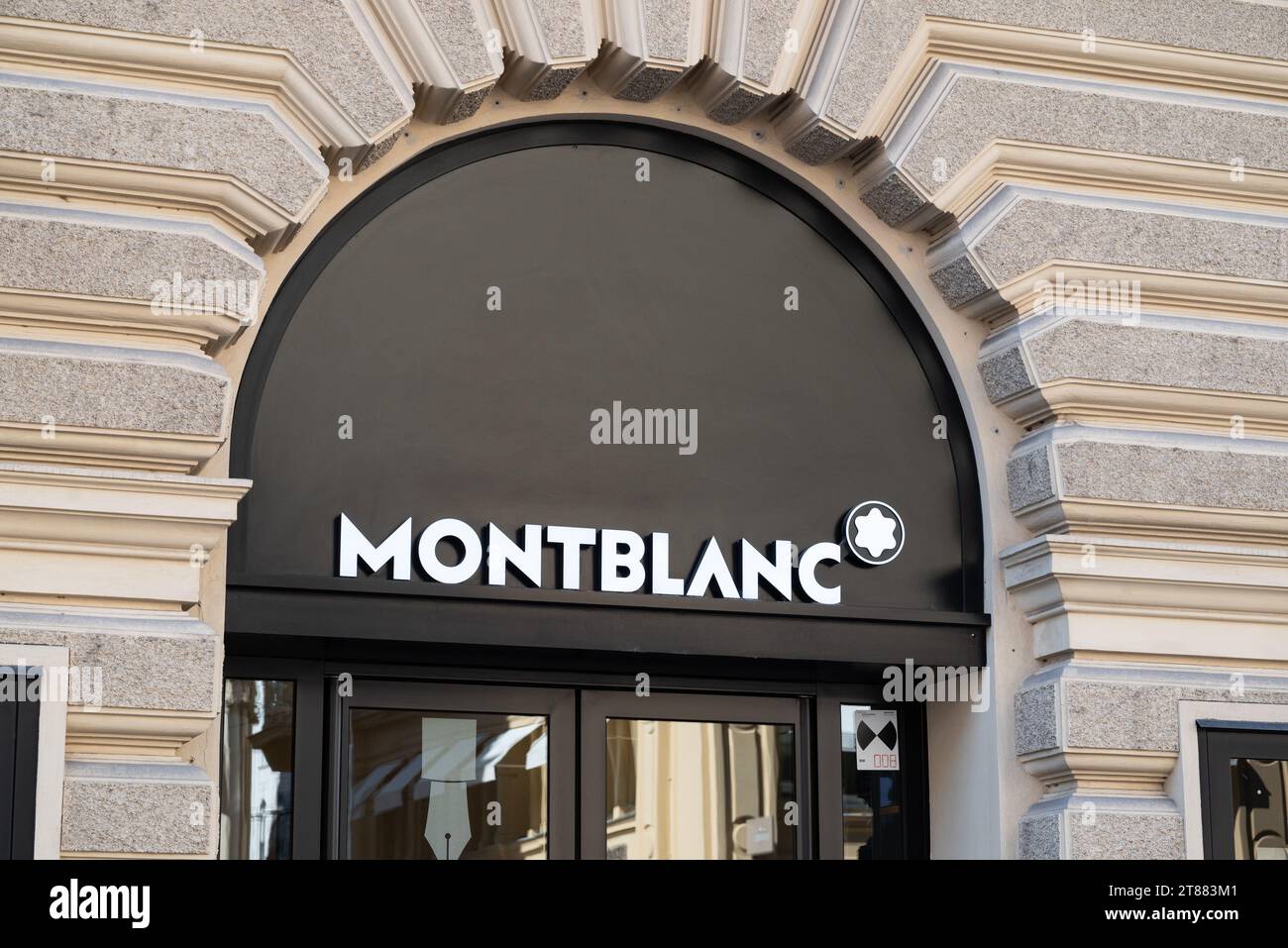 Vienna, Austria. 29 September 2023. Luxury goods store Montblanc in viennese old town, in Graben pedestrian street Stock Photo